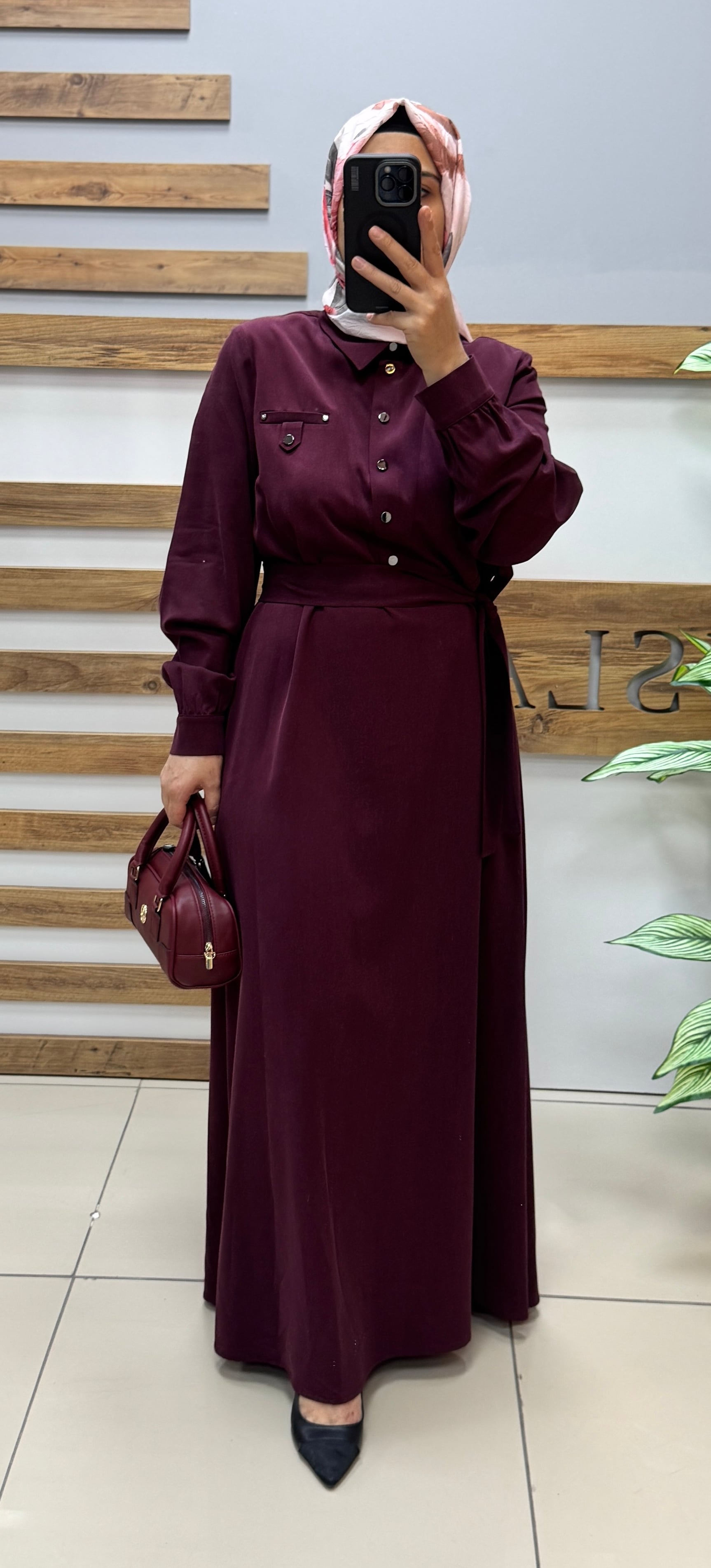 NUSS Elbise 26K2008 - BORDO