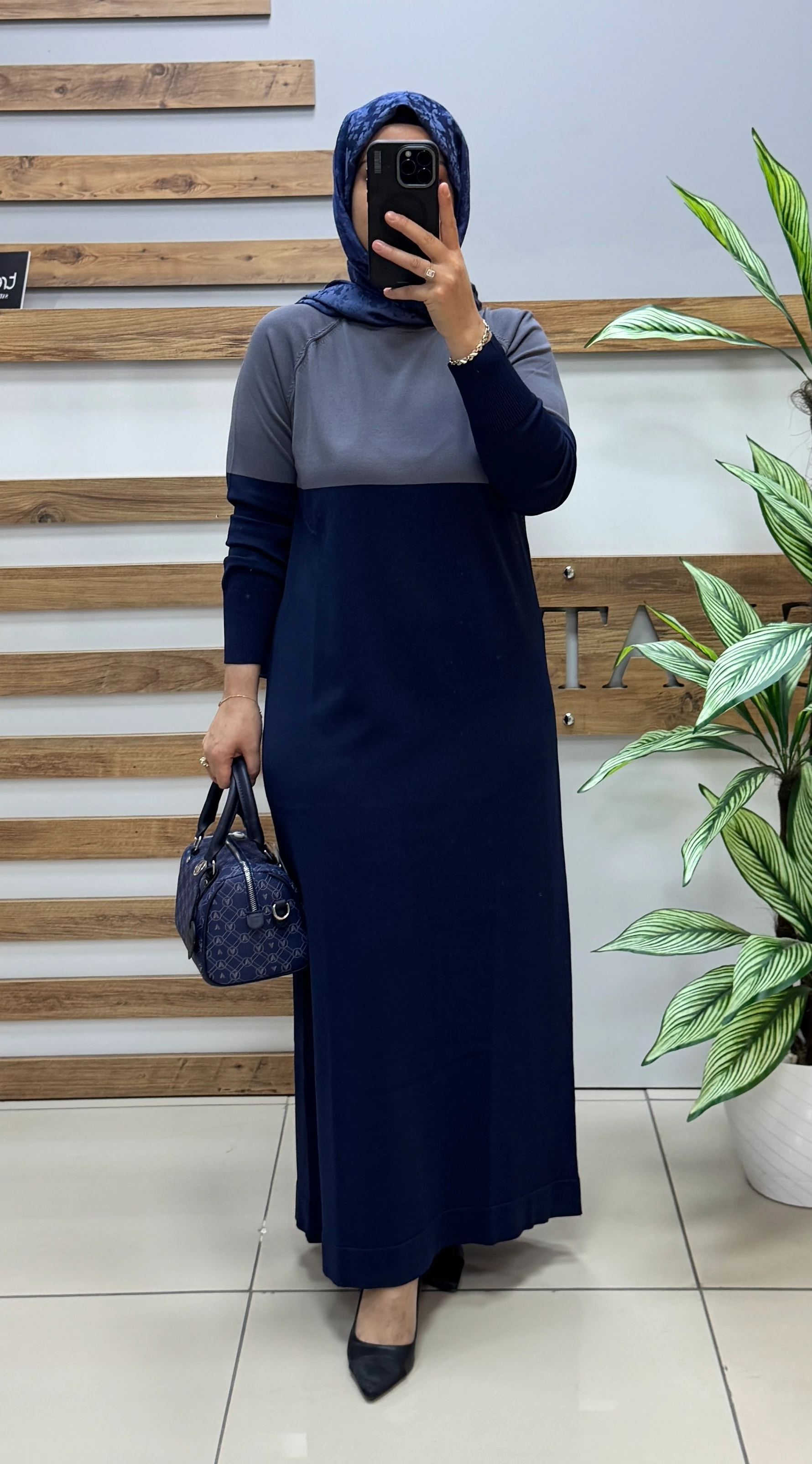 NUSS Triko Elbise NS-26K508 - LACİVERT