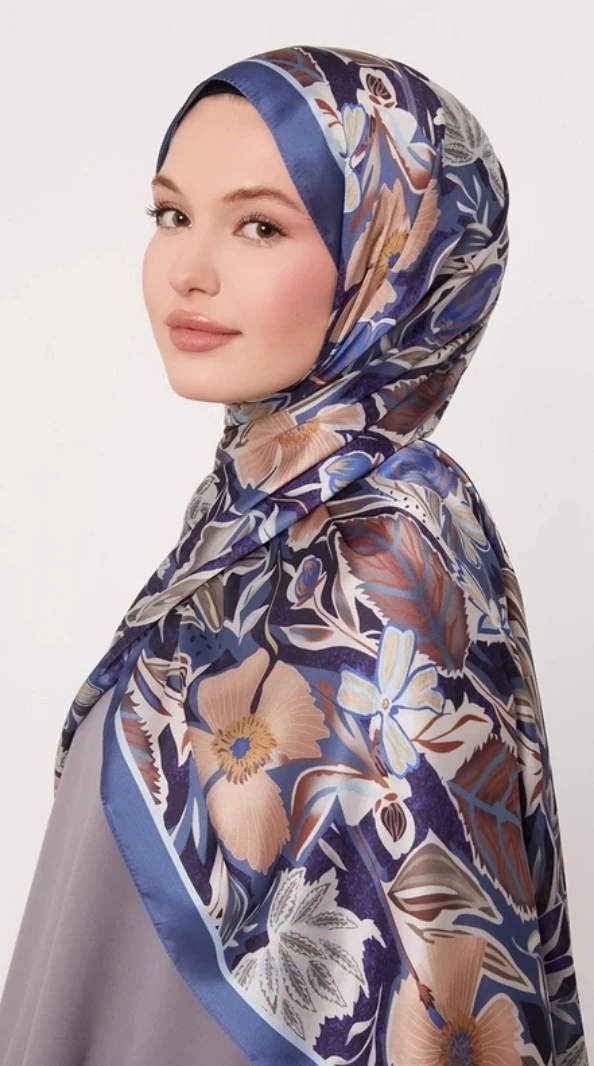 Levidor Petunya Desen Hint İpeği Şal 1083