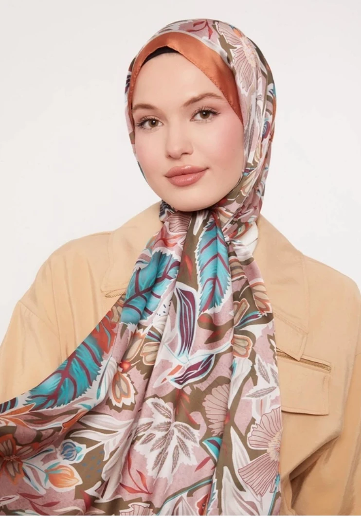 Levidor Petunya Desen Hint İpeği Şal 1081  