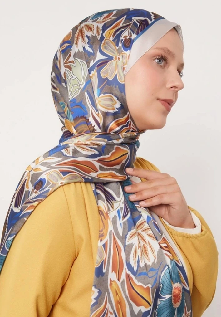 Levidor Petunya Desen Hint ipeği Şal 1085