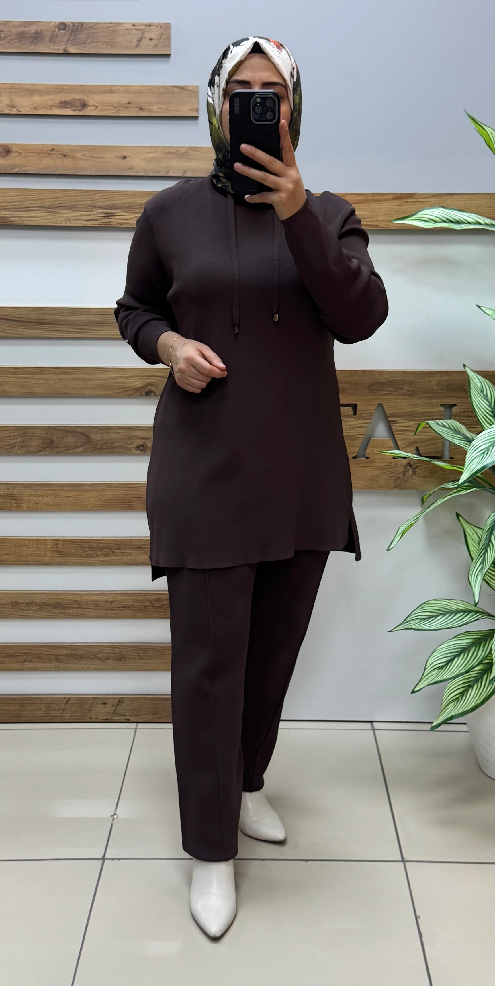 Nuss Merserize Pantolonlu Takım NS- 26K1353 - KAHVERENGİ