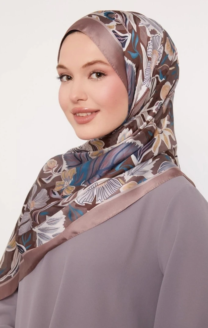 Levidor Petunya Desen Hint İpeği Şal 1087