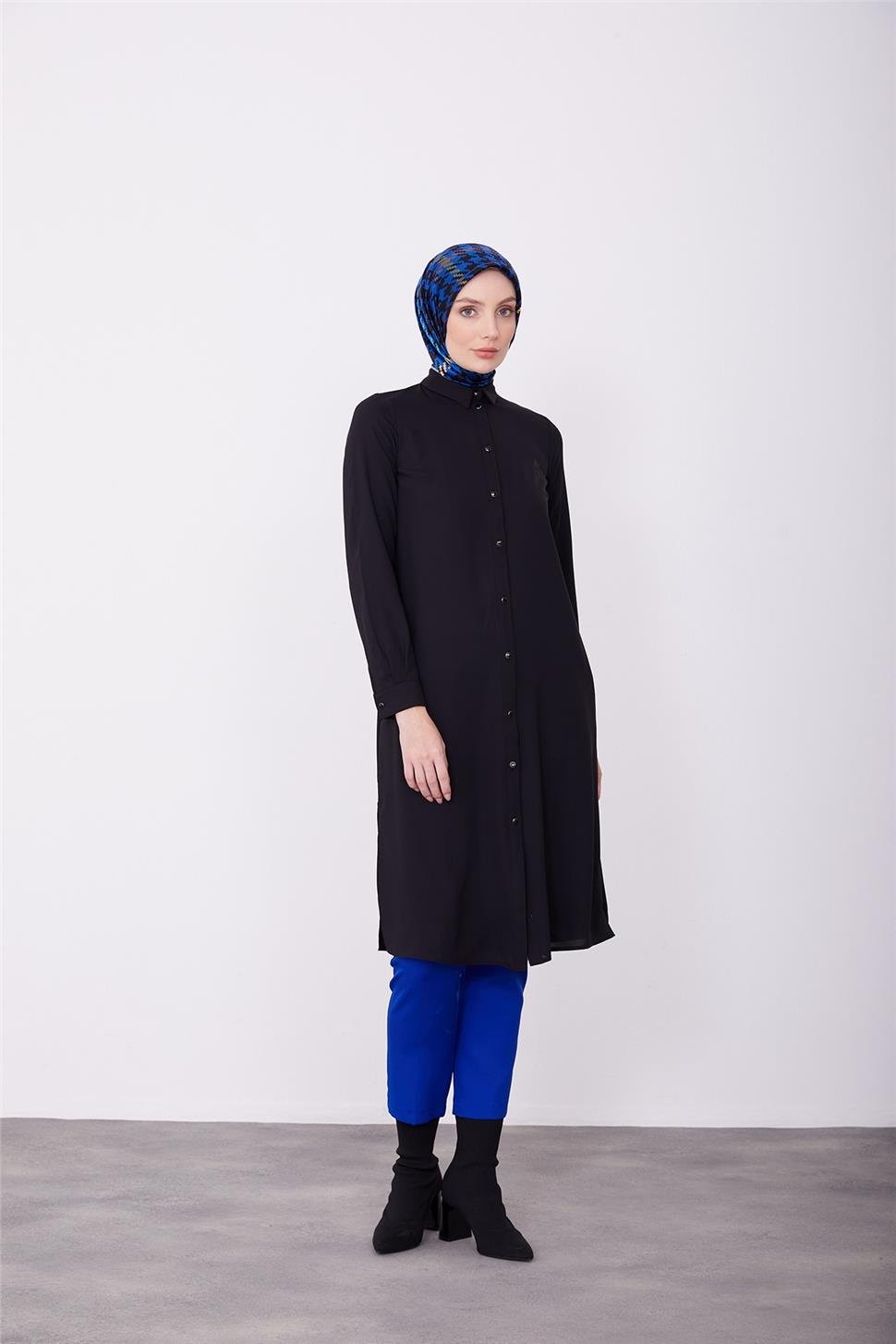 ARMİNE Uzun Kollu Armine Logolu Tunik 23KH411 - SİYAH