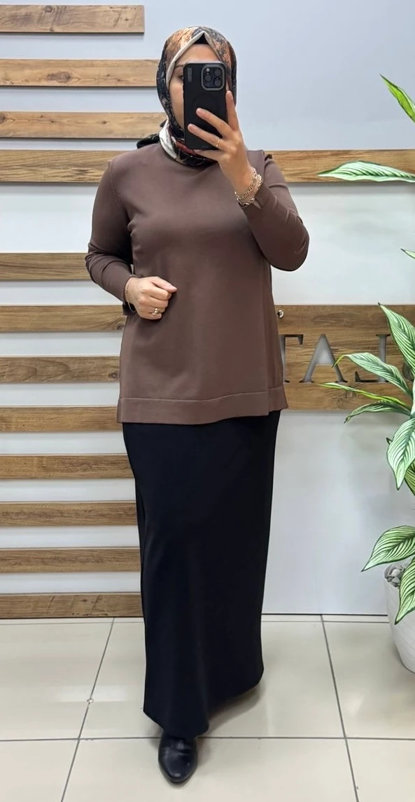 Nuss Merserize Tunik NS-26K902 - KAHVERENGİ