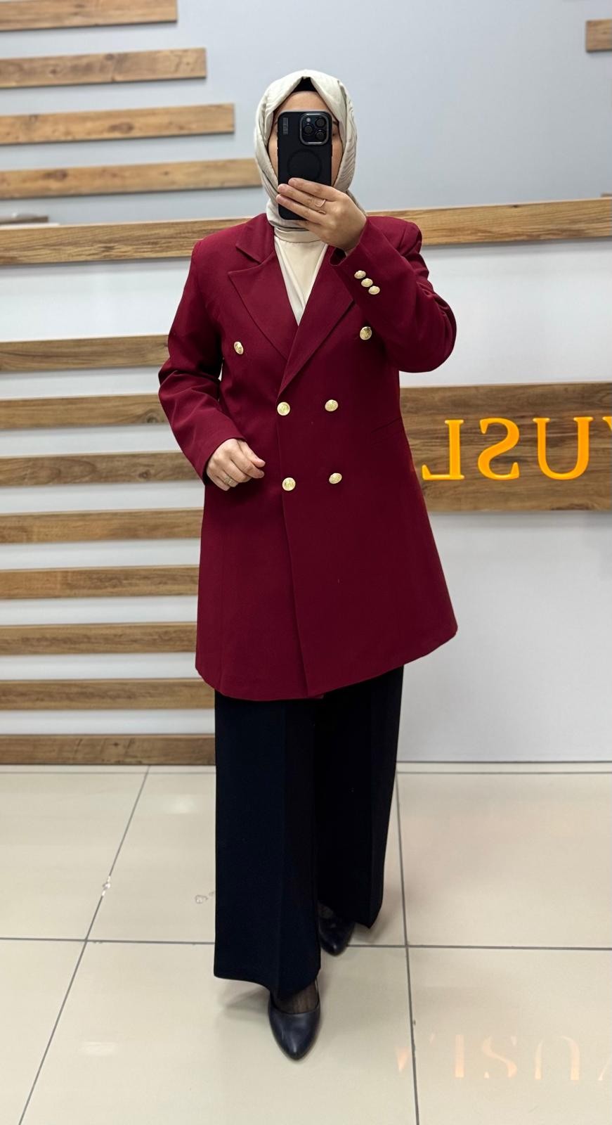 AYŞE AKAY Blazer Ceket 6517 - BORDO