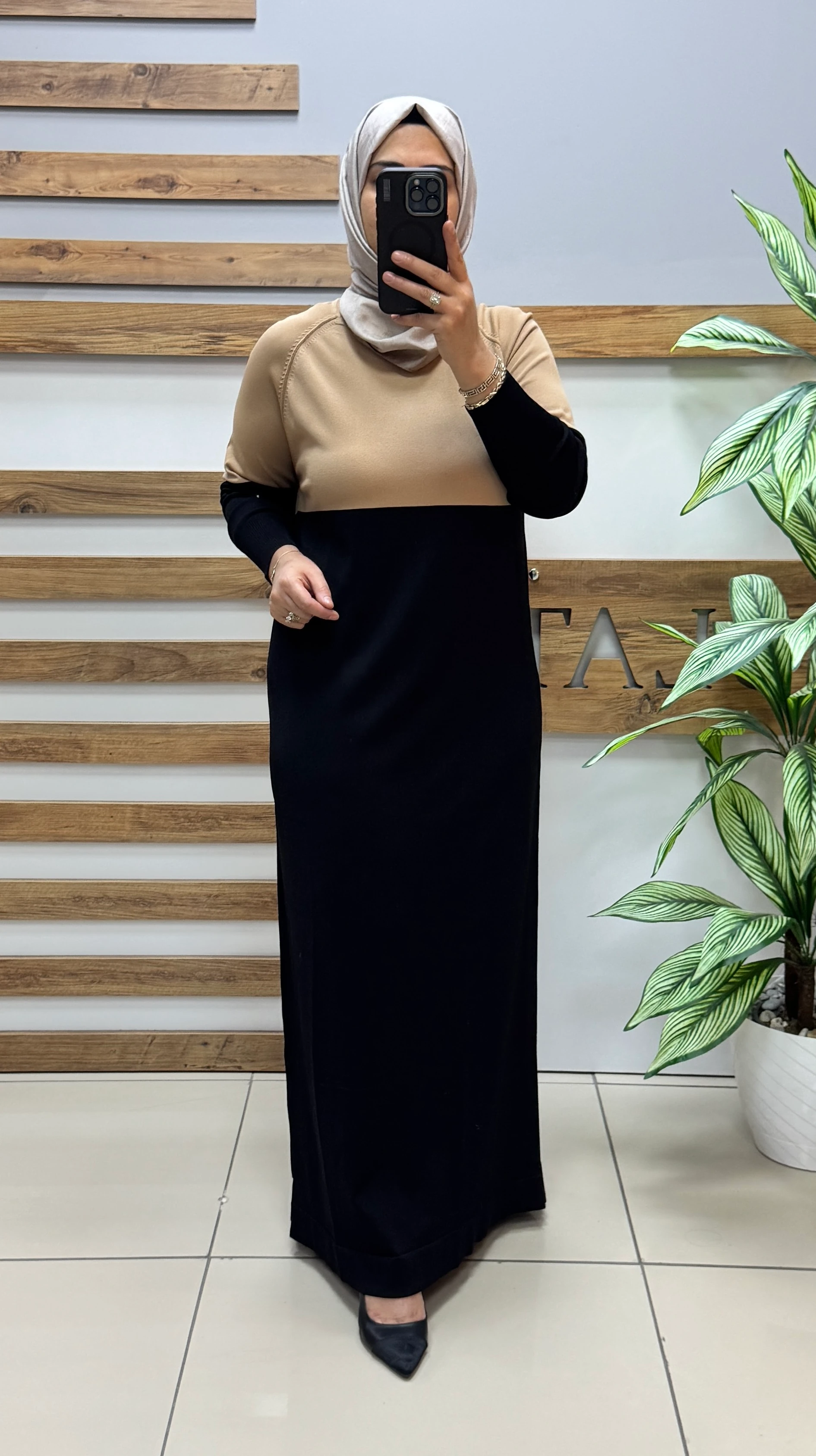 NUSS Triko Elbise NS-26K508 - SİYAH