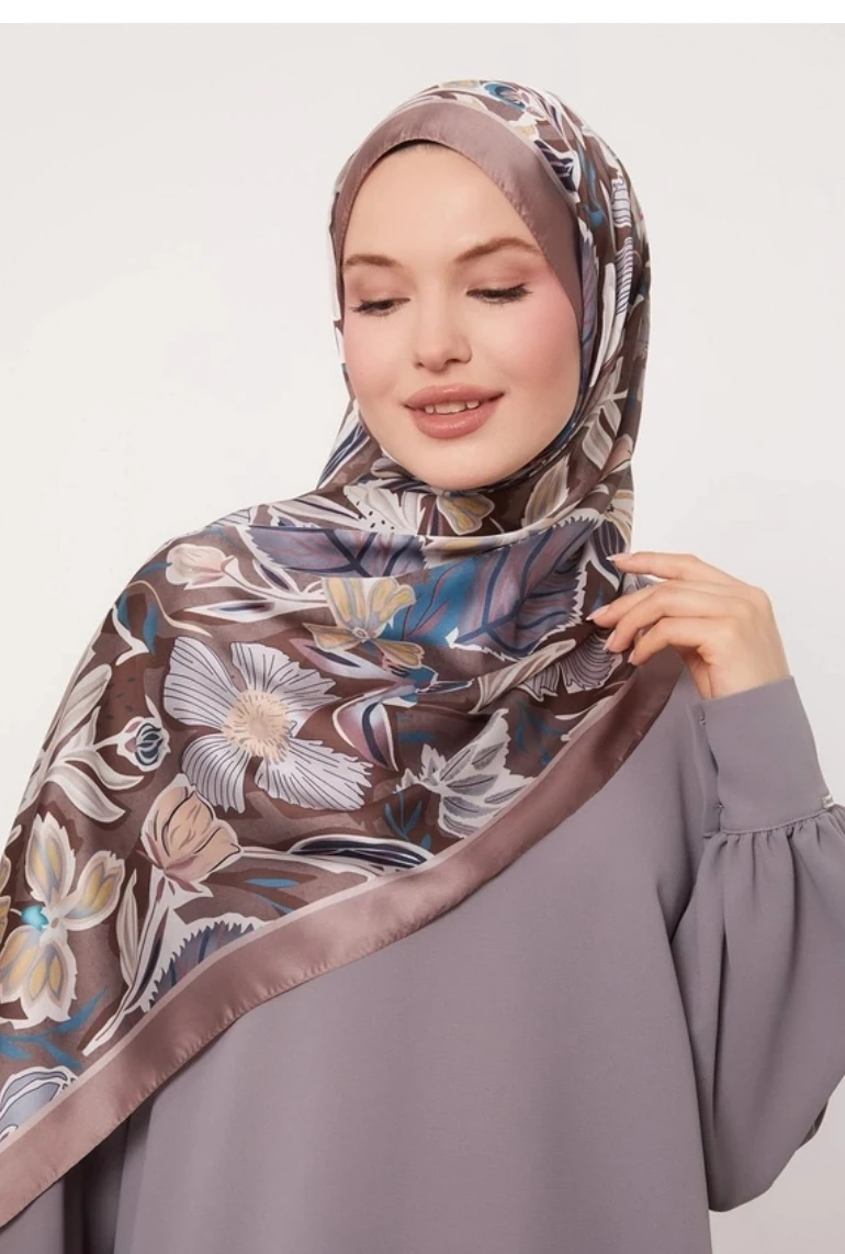 Levidor Petunya Desen Hint İpeği Şal 1087