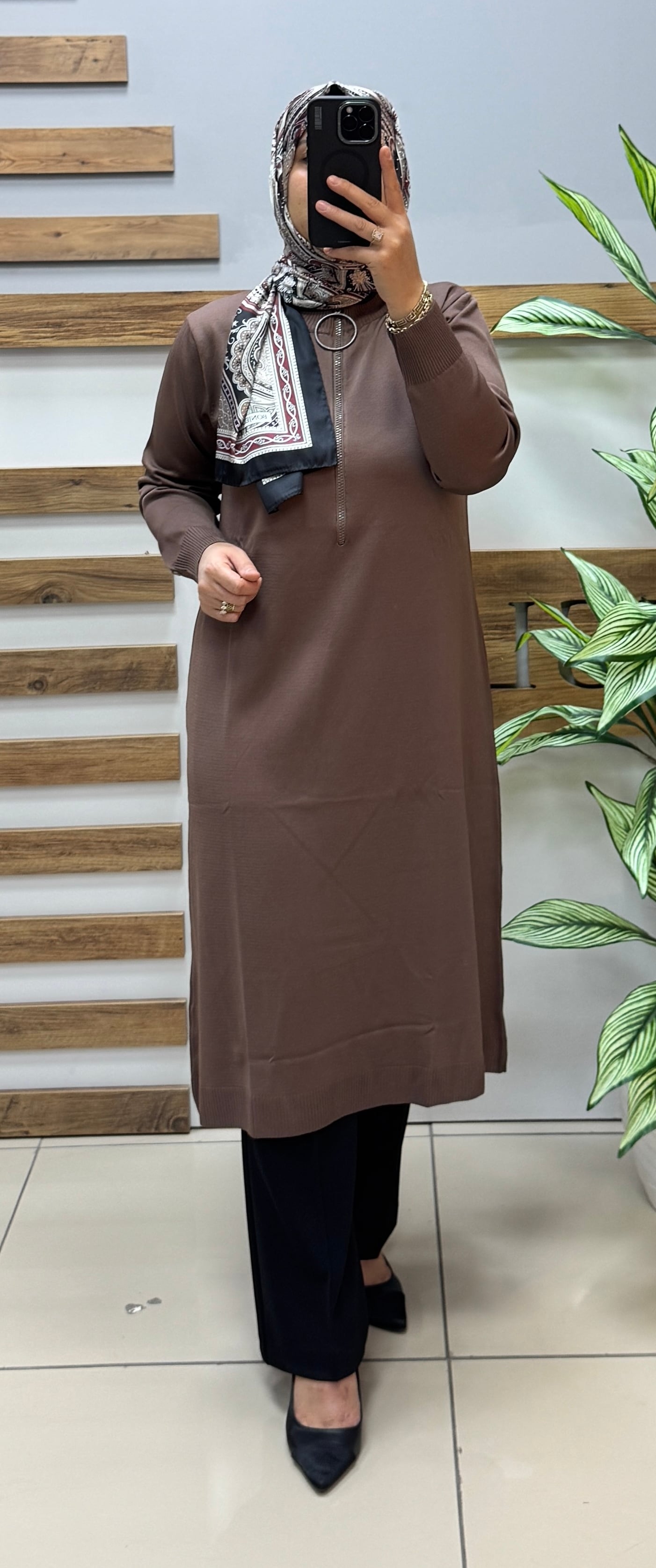 ARMİNE TREND Merserize Tunik 25YTD4113 - KAHVERENGİ