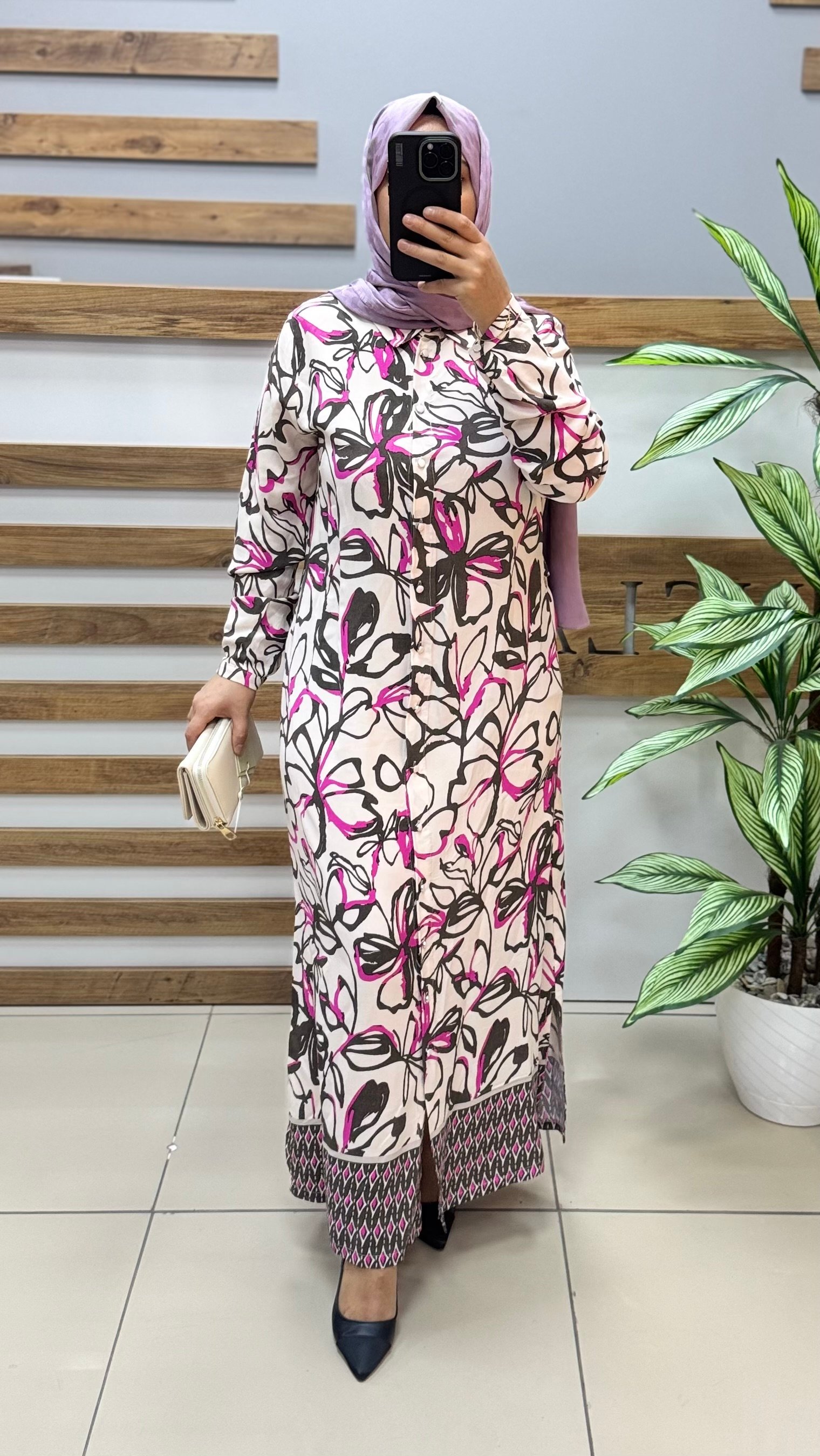 ARMİNE TREND Gömlek Elbise 25YT421 - PEMBE