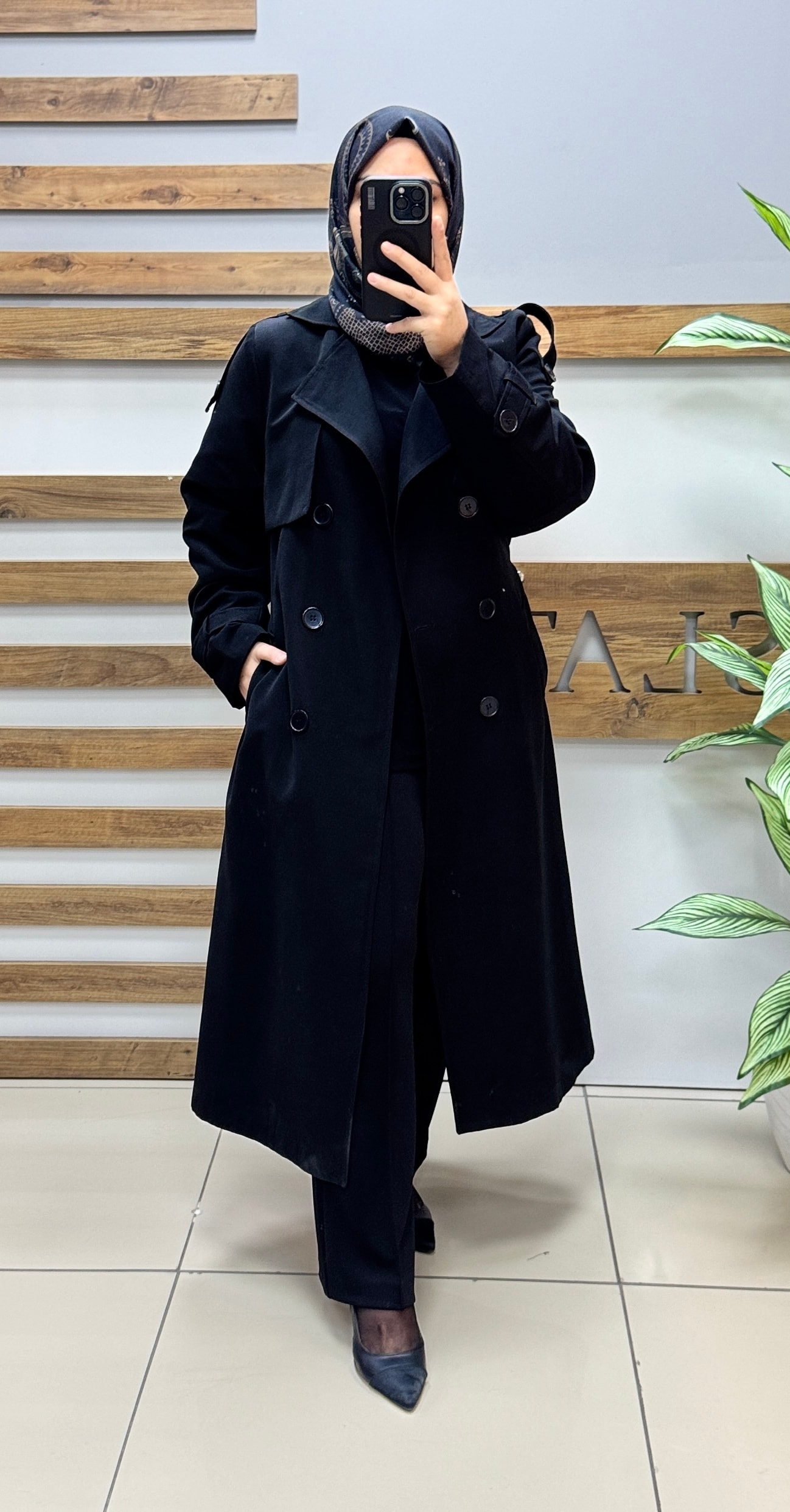AYŞE AKAY Trençkot Kap 6528 - SİYAH