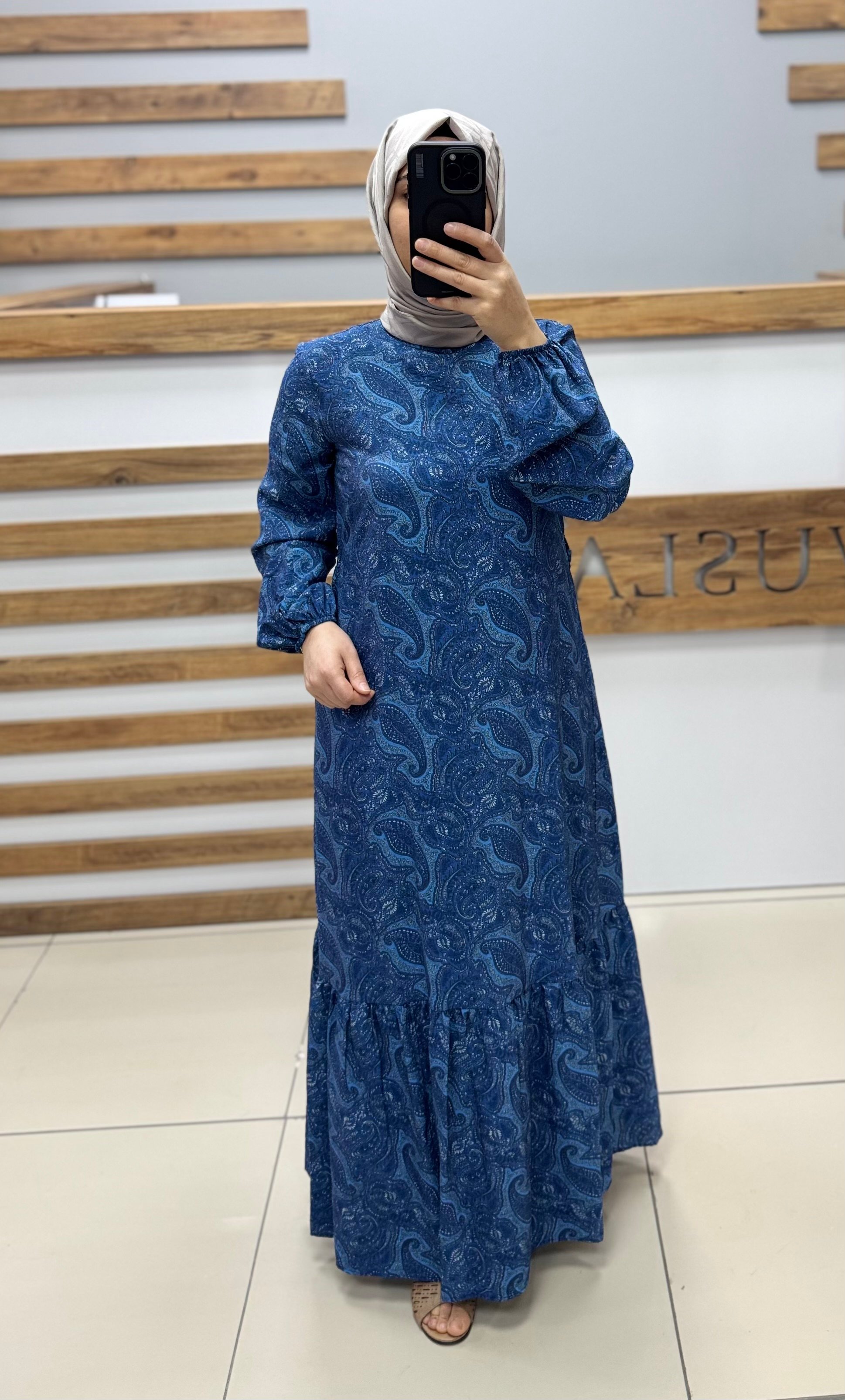 ARMİNE TREND Etnik Desen Elbise 25YT935 - LACİVERT