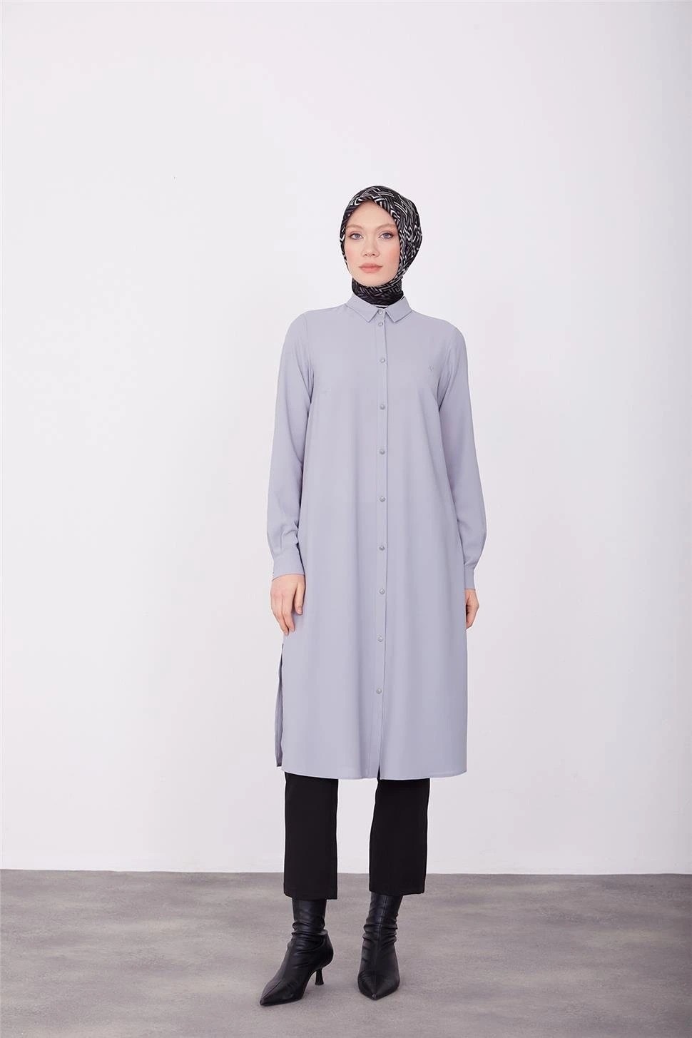 ARMİNE Uzun Kollu Armine Logolu Tunik 23KH411 - GRİ