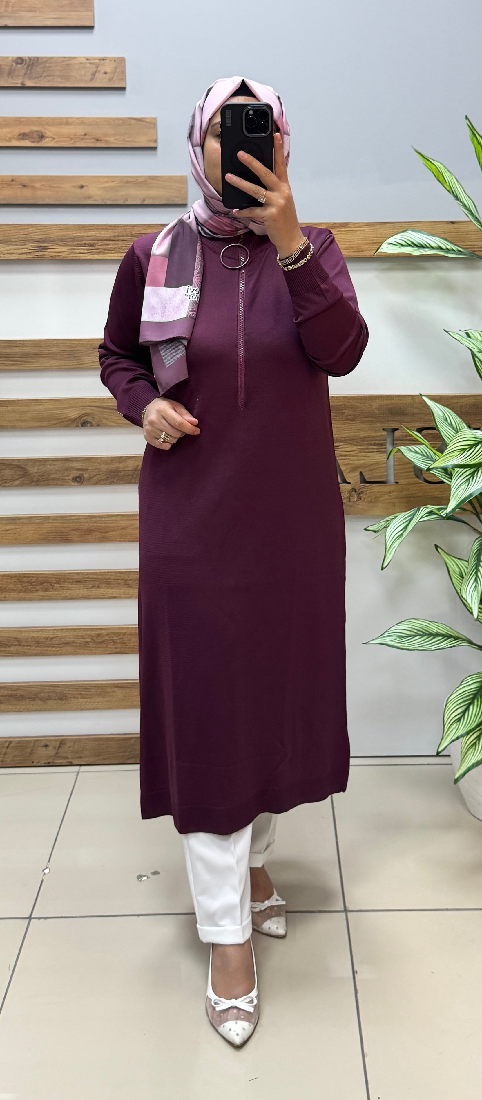 ARMİNE TREND Merserize Tunik 25YTD4113 - MÜRDÜM