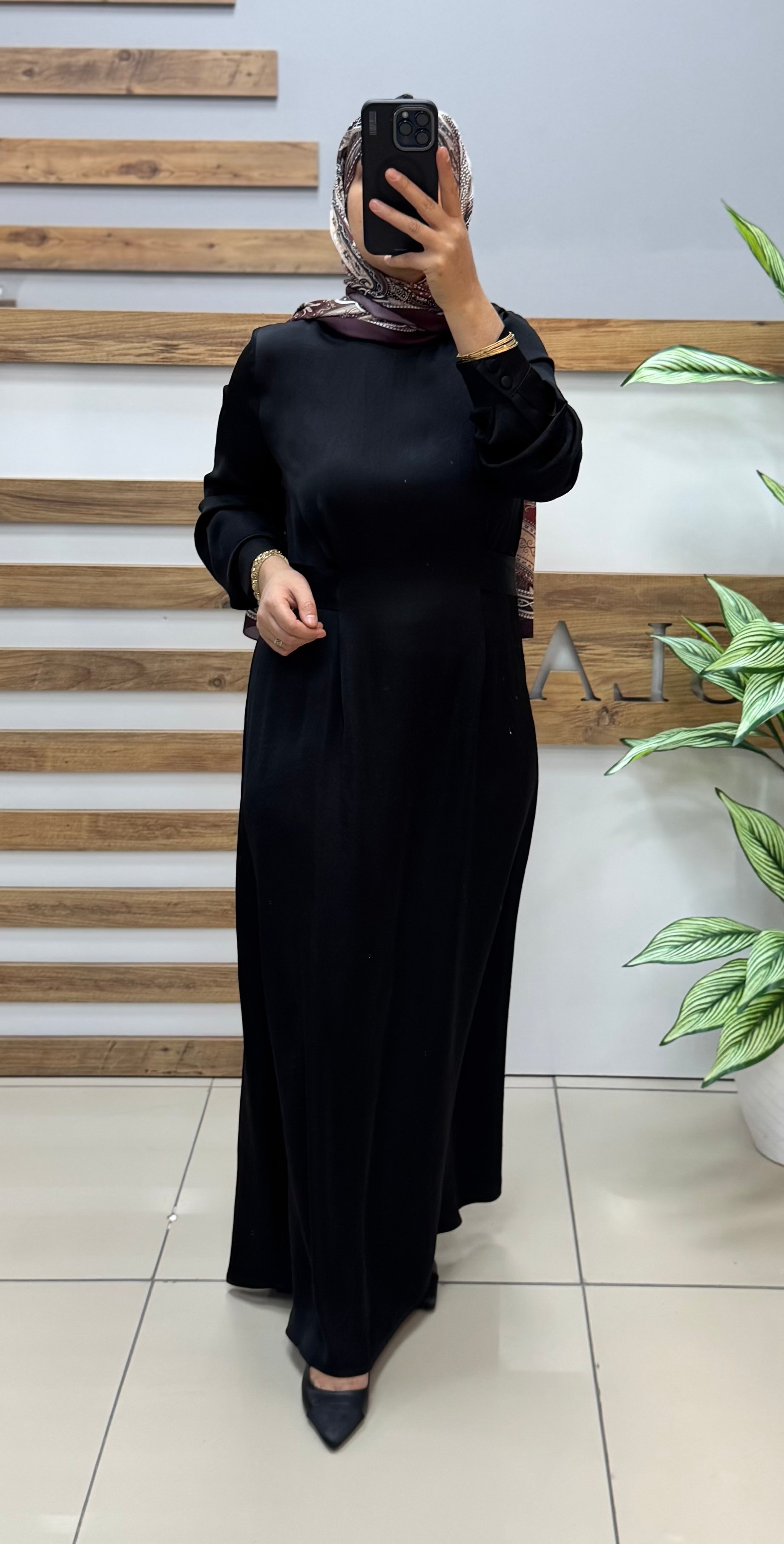 NUSS Saten Elbise Siyah NS-25Y2042
