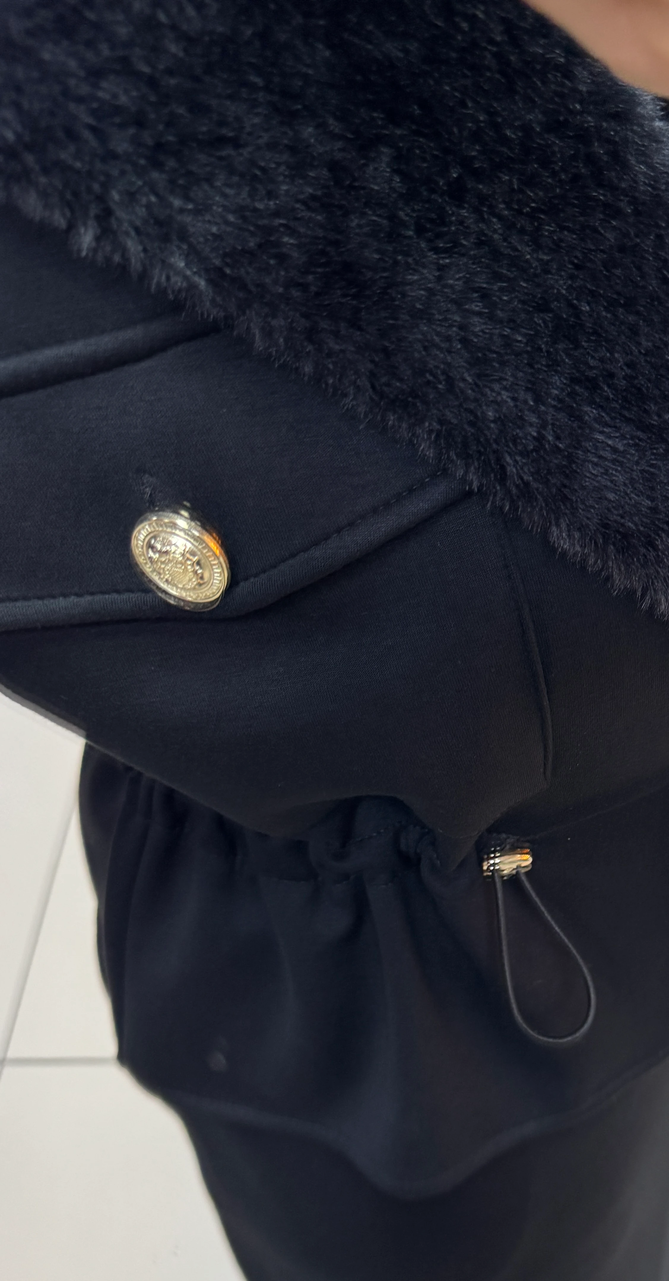 JUPE Yakası Kürk Detaylı Elbise Takım Siyah 7262