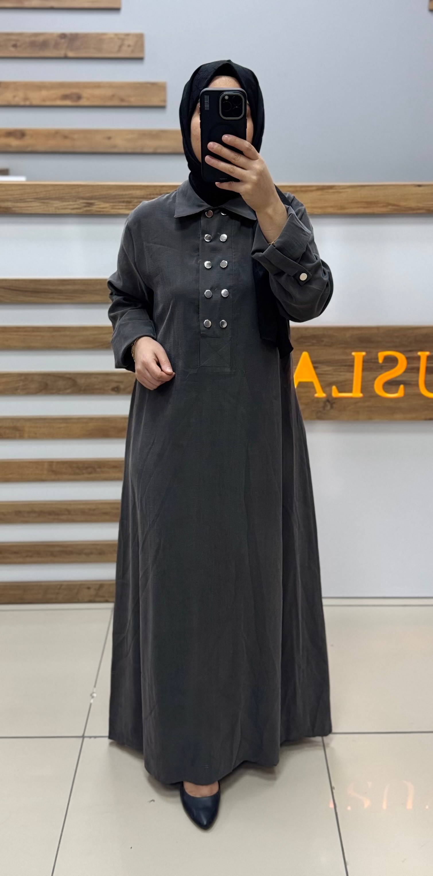 NOSHE Kupra Elbise 4533 - GRİ