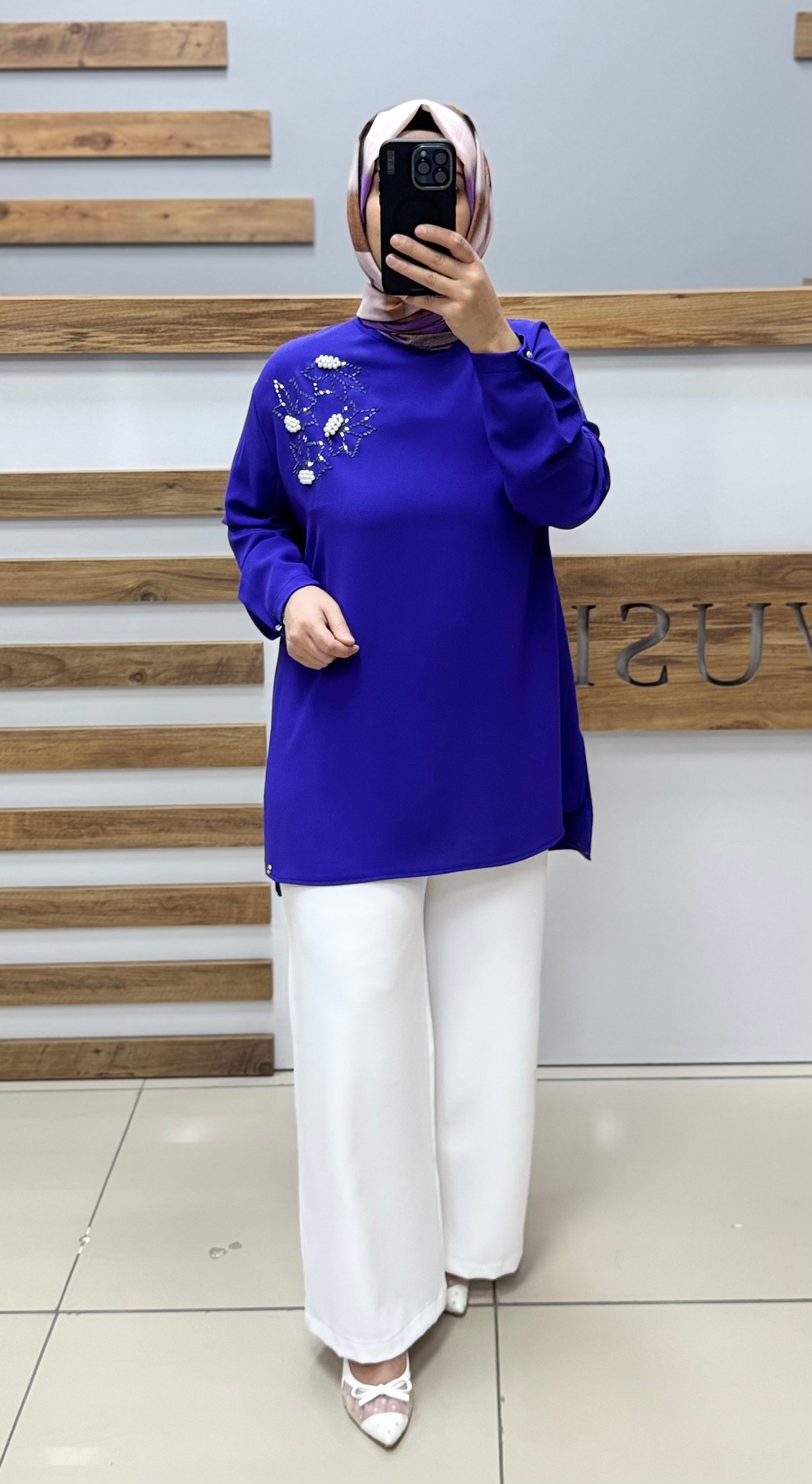ARMİNE TREND İnci ve Taş İşlemeli Tunik 25YT443 - MORCİVENT