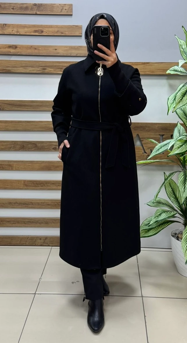 ARMİNE TREND Kaşe Kaban 25KT709 - SİYAH