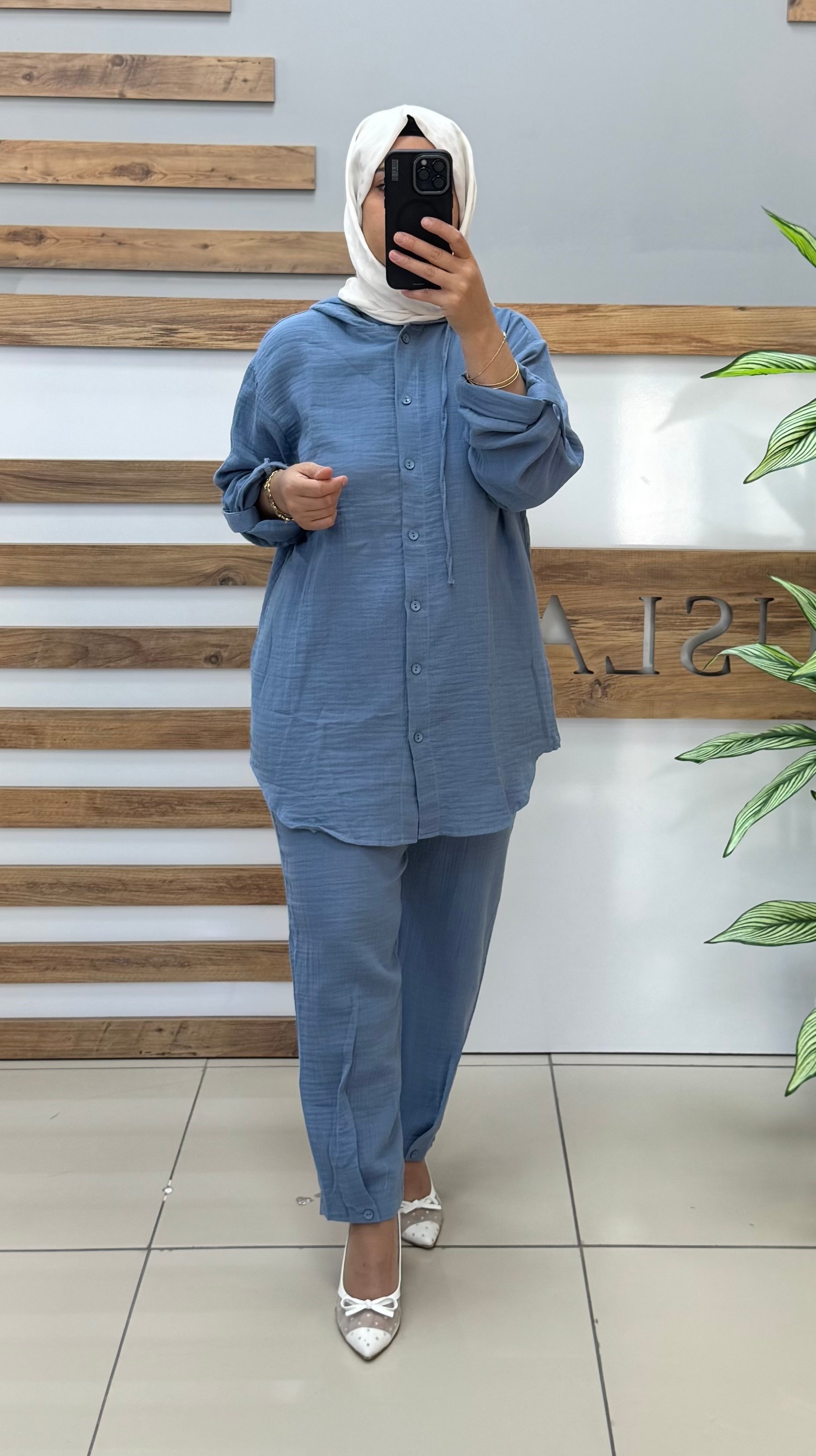 Müslin Kumaş Pantolonlu Takım 25Y8106 - İNDİGO