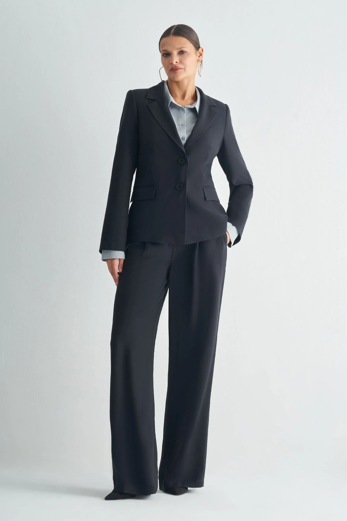 Klasik Kesim Tek Düğmeli Blazer Ceket - Siyah