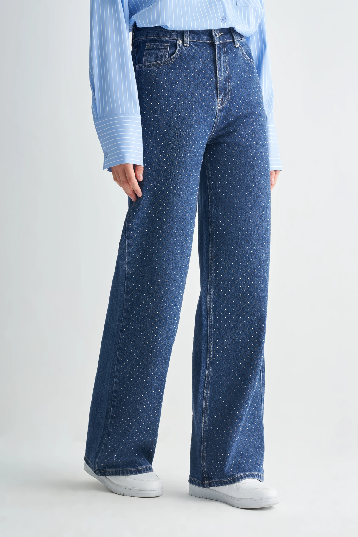 Taş Detaylı Denim Pantolon