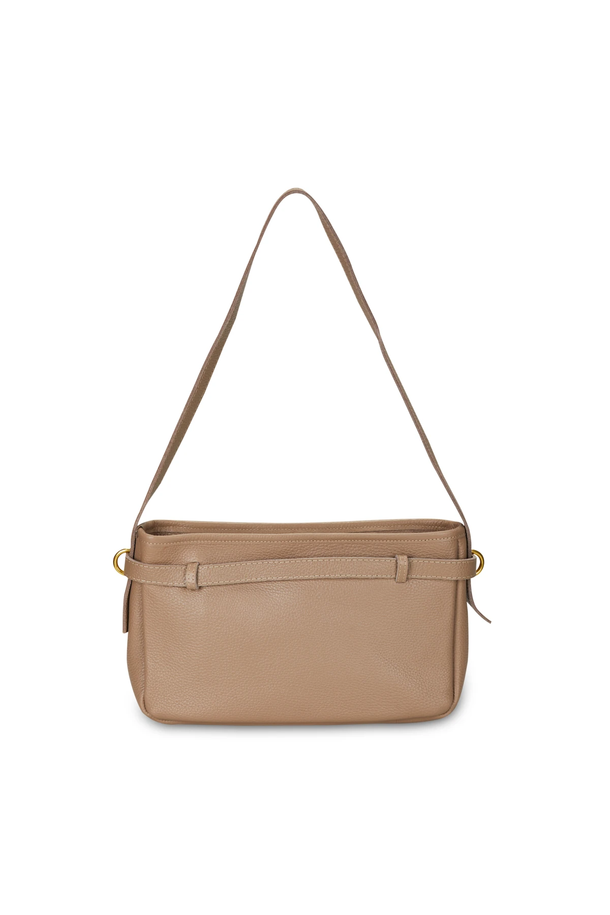 Metal Tokalı Deri Görünümlü Çanta - vizon