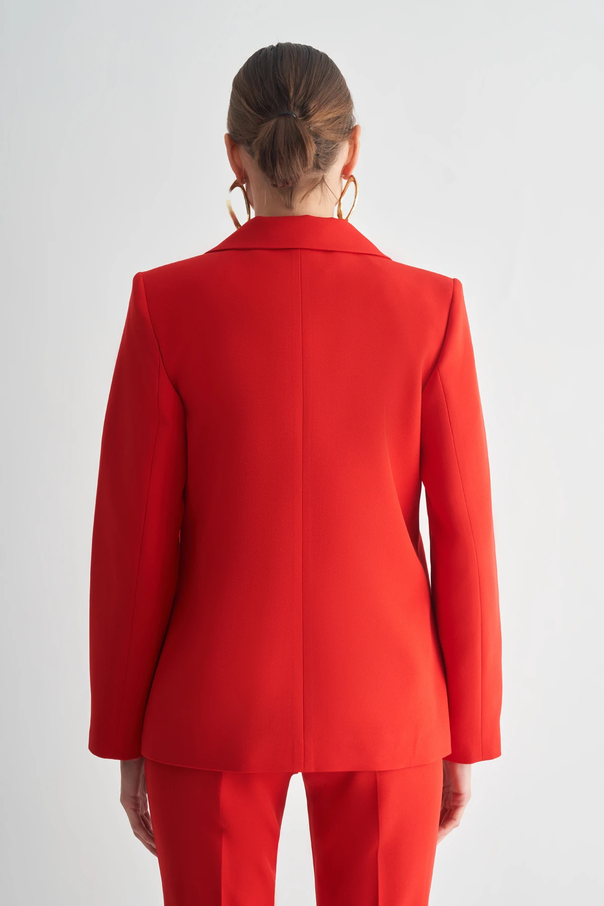 Oversize Blazer Ceket ve Yelekli Takım - Kırmızı