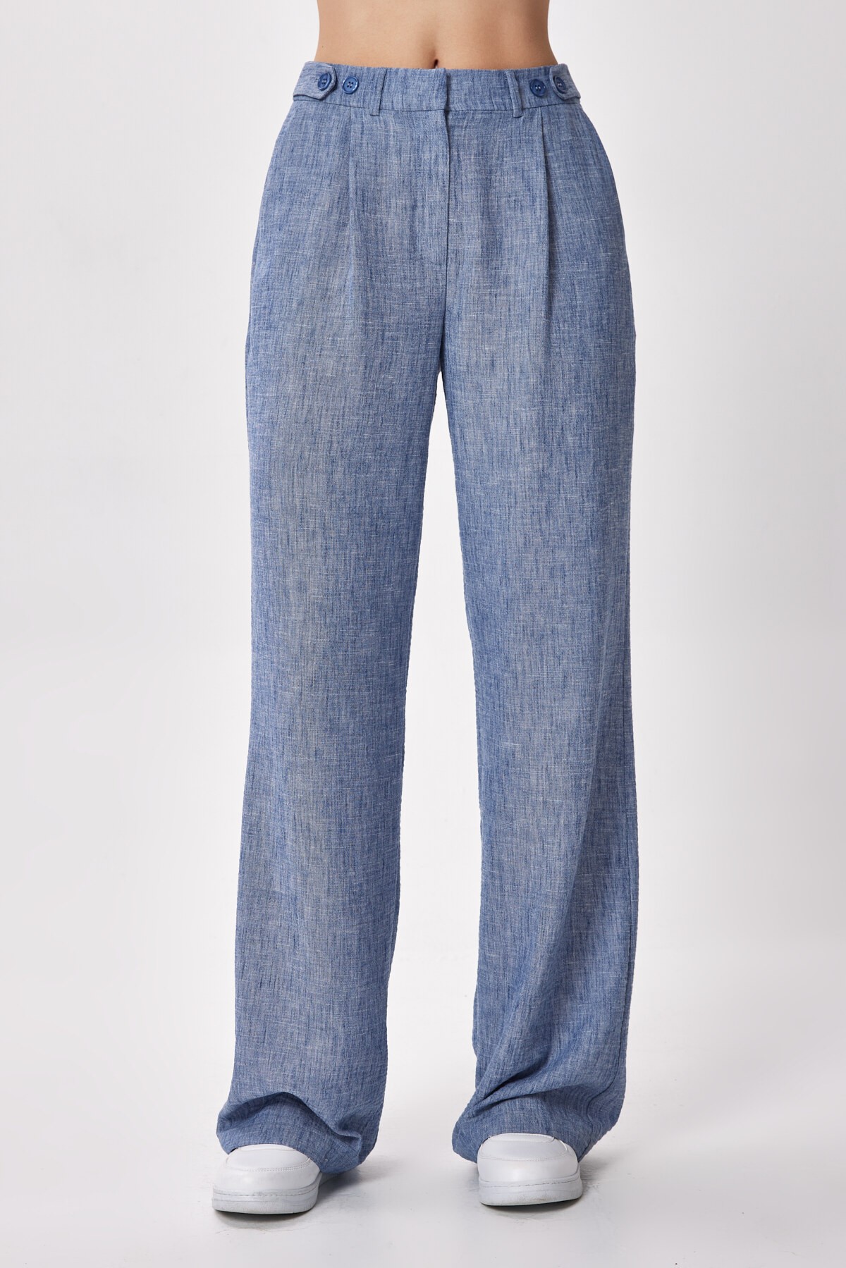 BTK10015 Düğme Detaylı Bol Paça Pantolon 