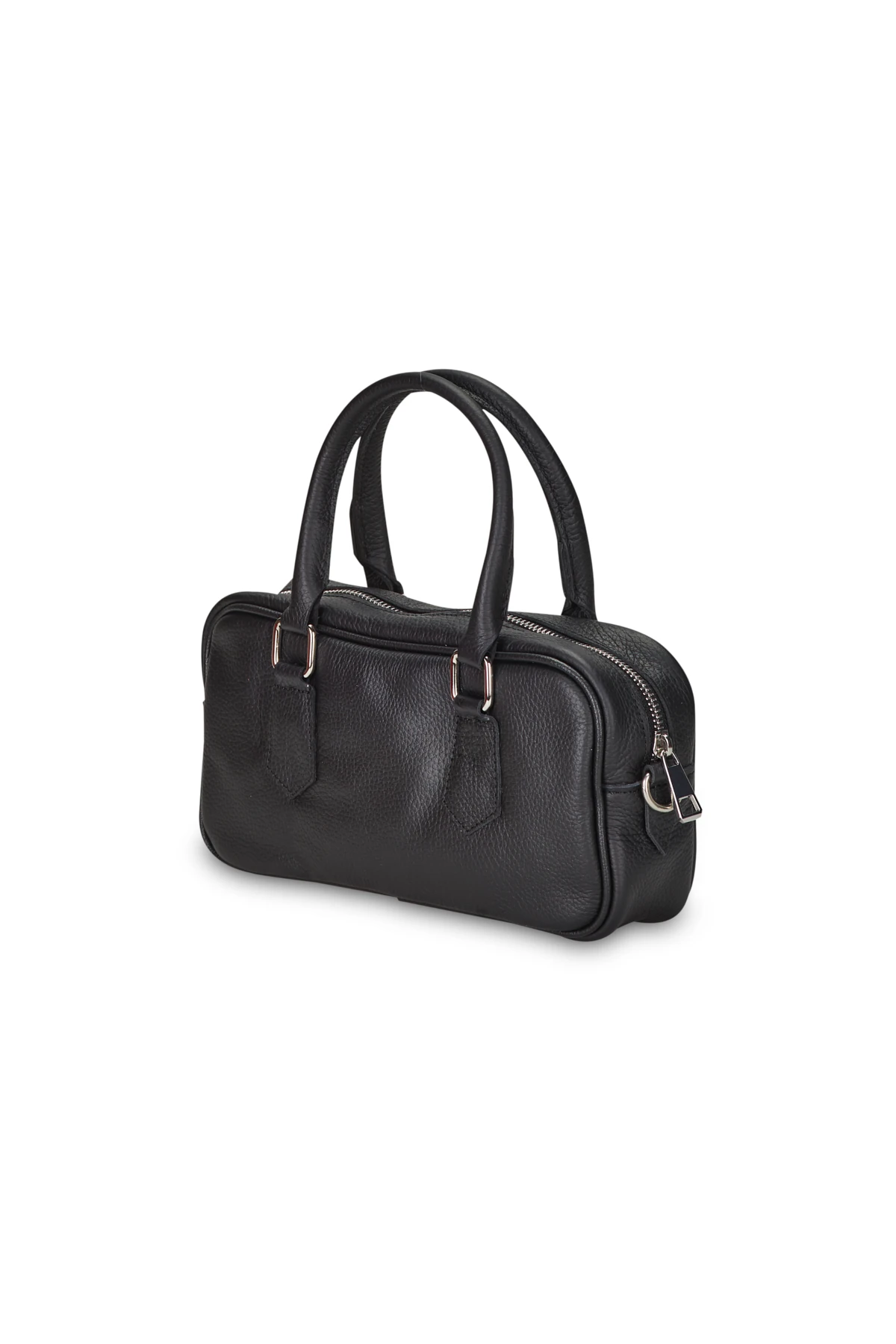 Deri Görünümlü Kutu Form Çanta - Siyah