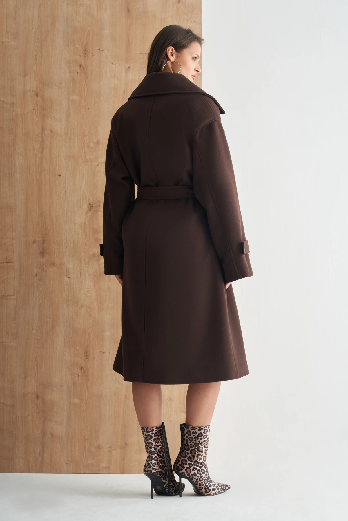 Oversize Premium Kaşe Kaban - Acı Kahve