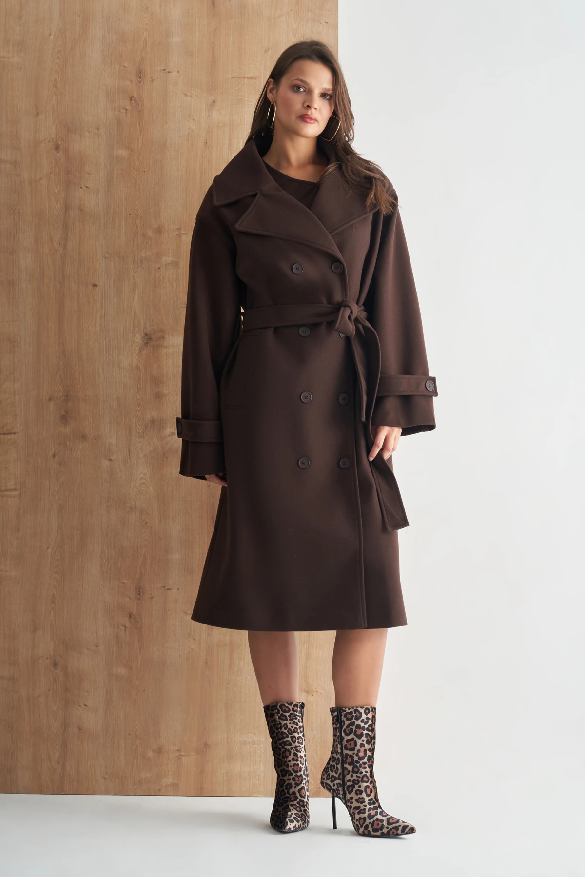 Oversize Premium Kaşe Kaban - Acı Kahve