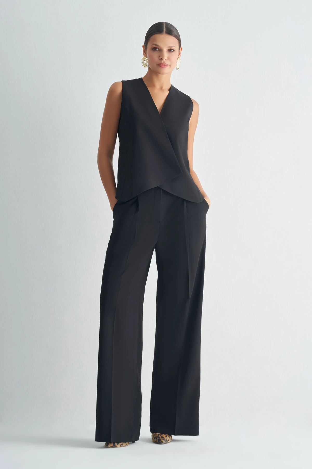 Anvelop Kapamalı Yelek - Siyah