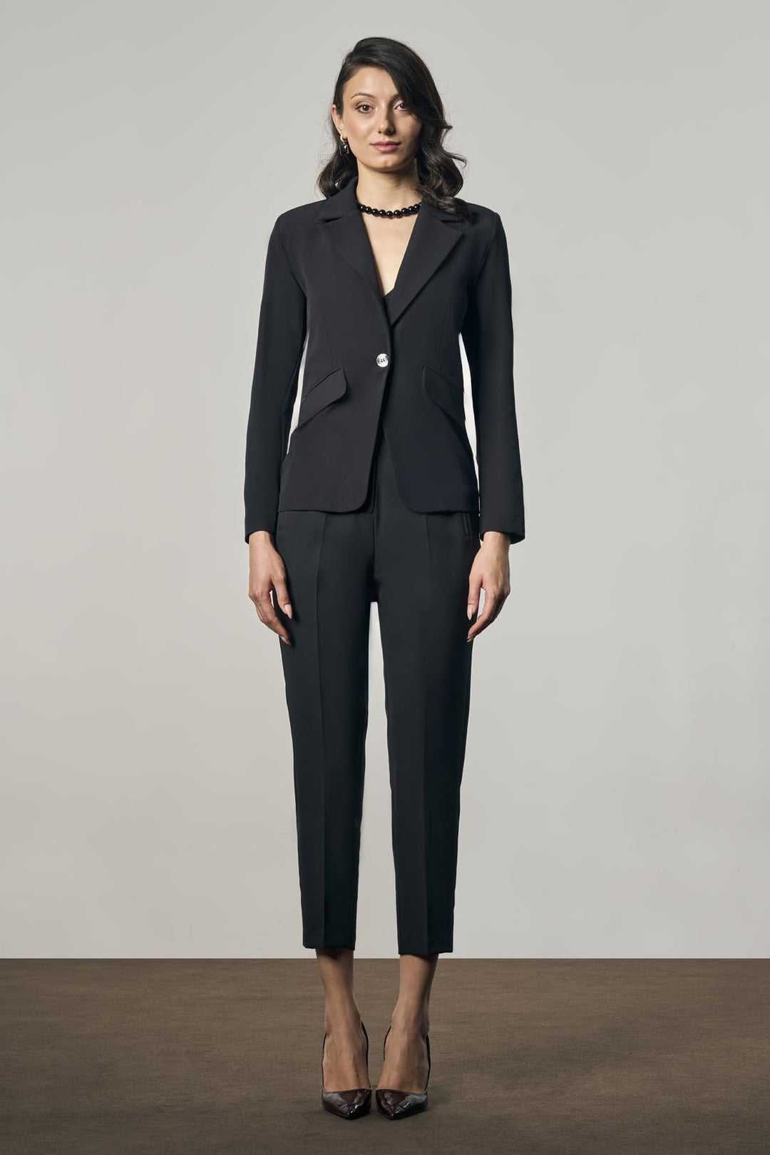 Tek Düğmeli Blazer Ceket - Siyah