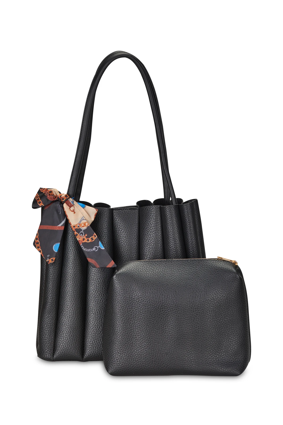 Pile Detaylı Çanta - Siyah