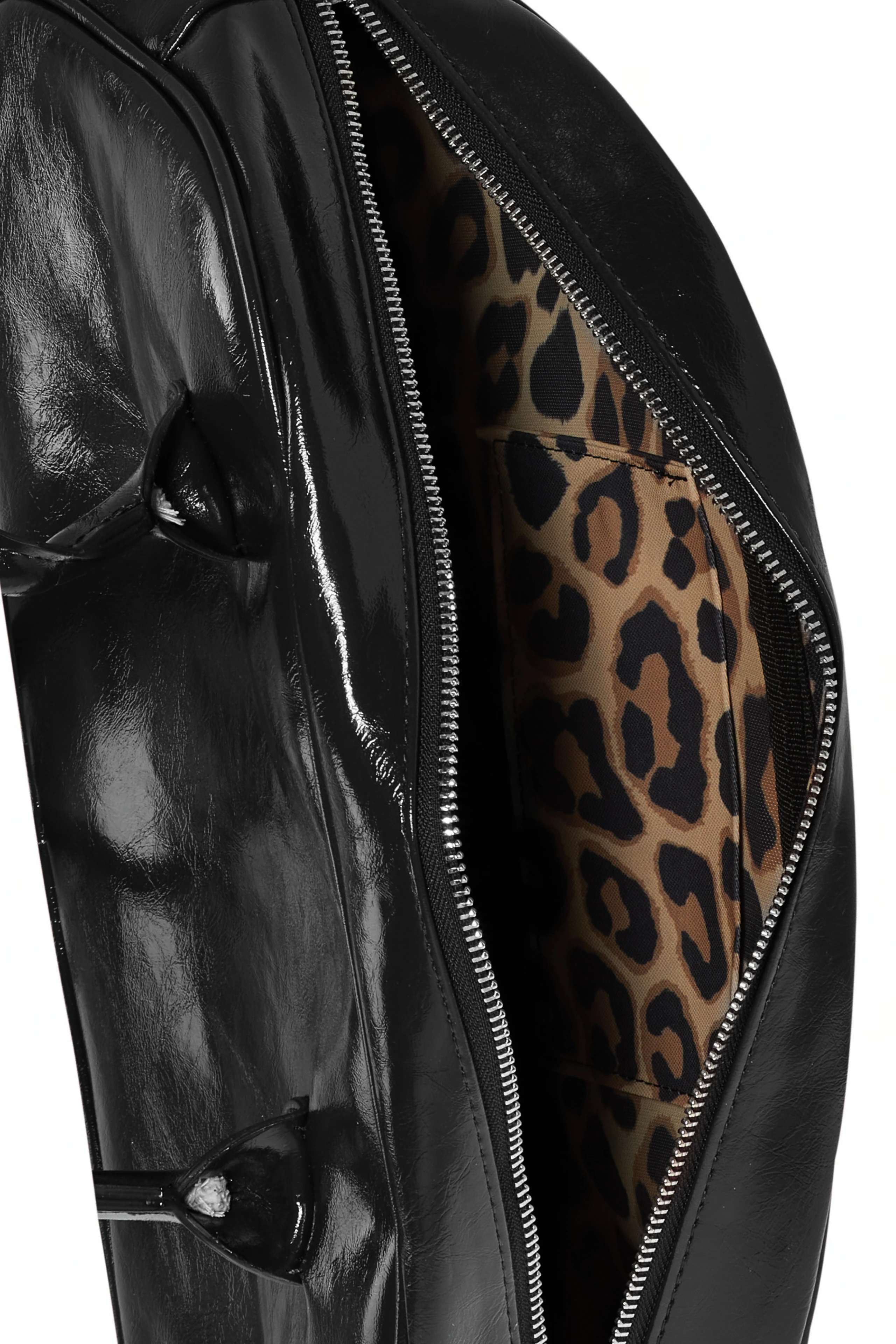 Parlak Deri Görünümlü Çanta - Siyah