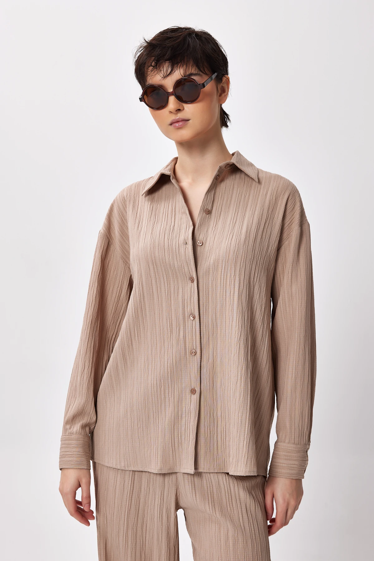 Dökümlü Piliseli Gömlek - taş