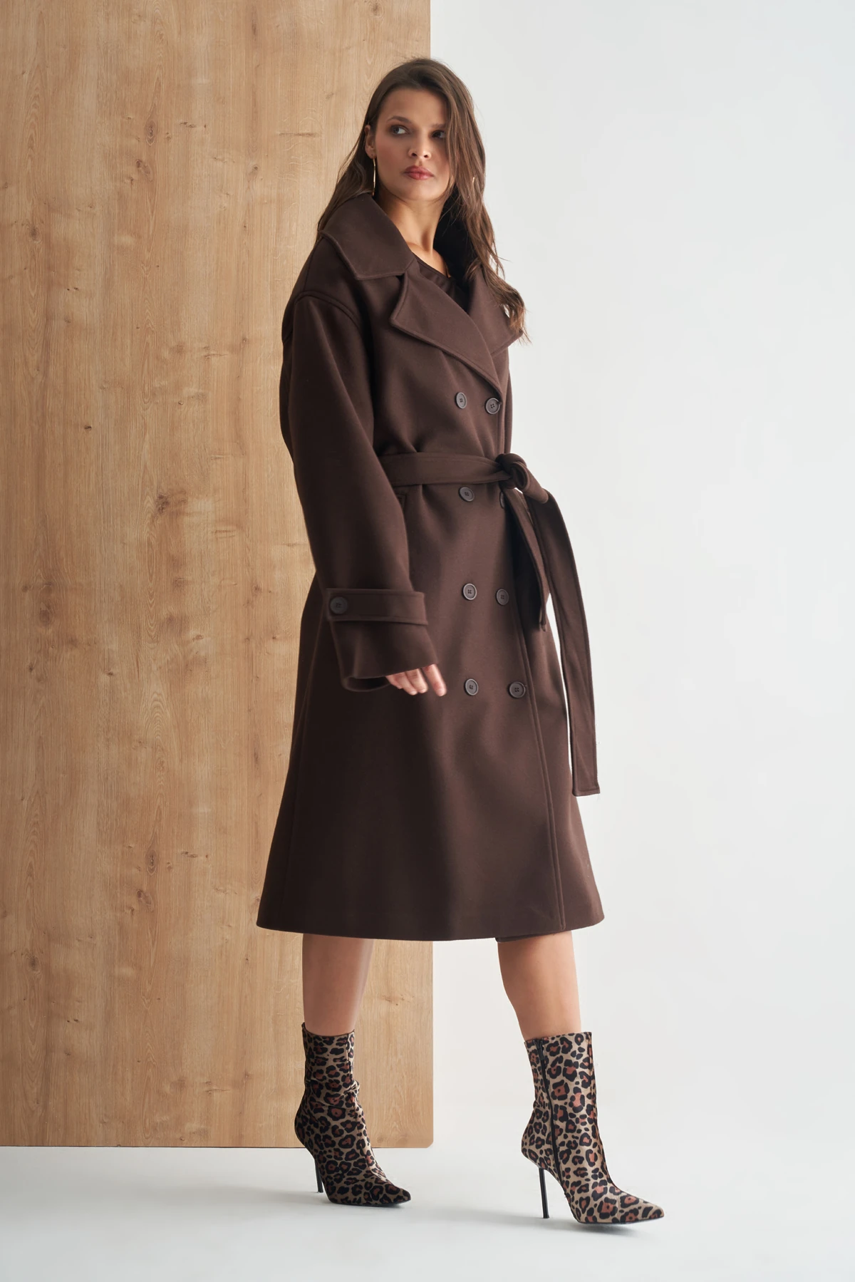 Oversize Premium Kaşe Kaban - Acı Kahve