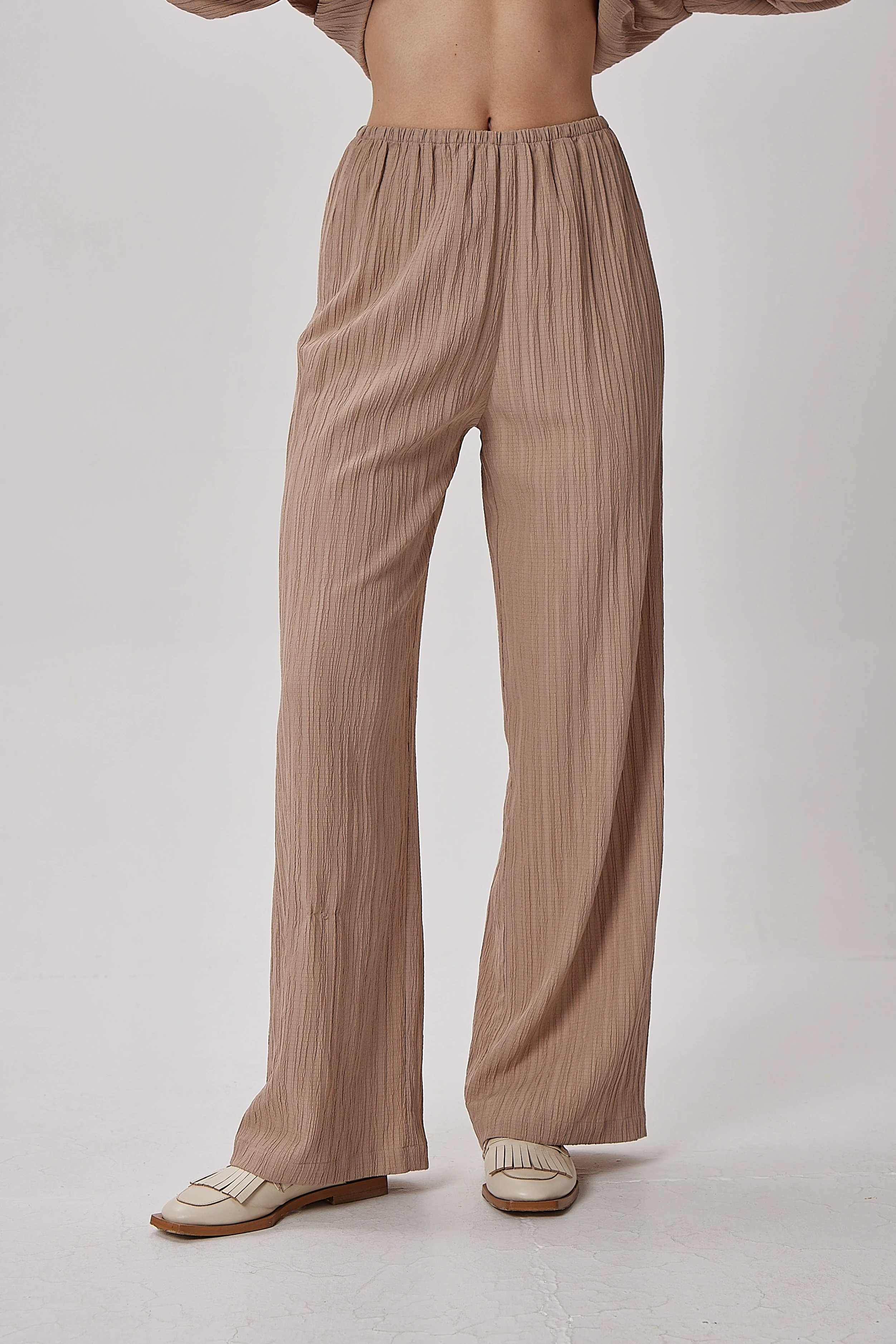 Bej Yüksek Bel Pantolon