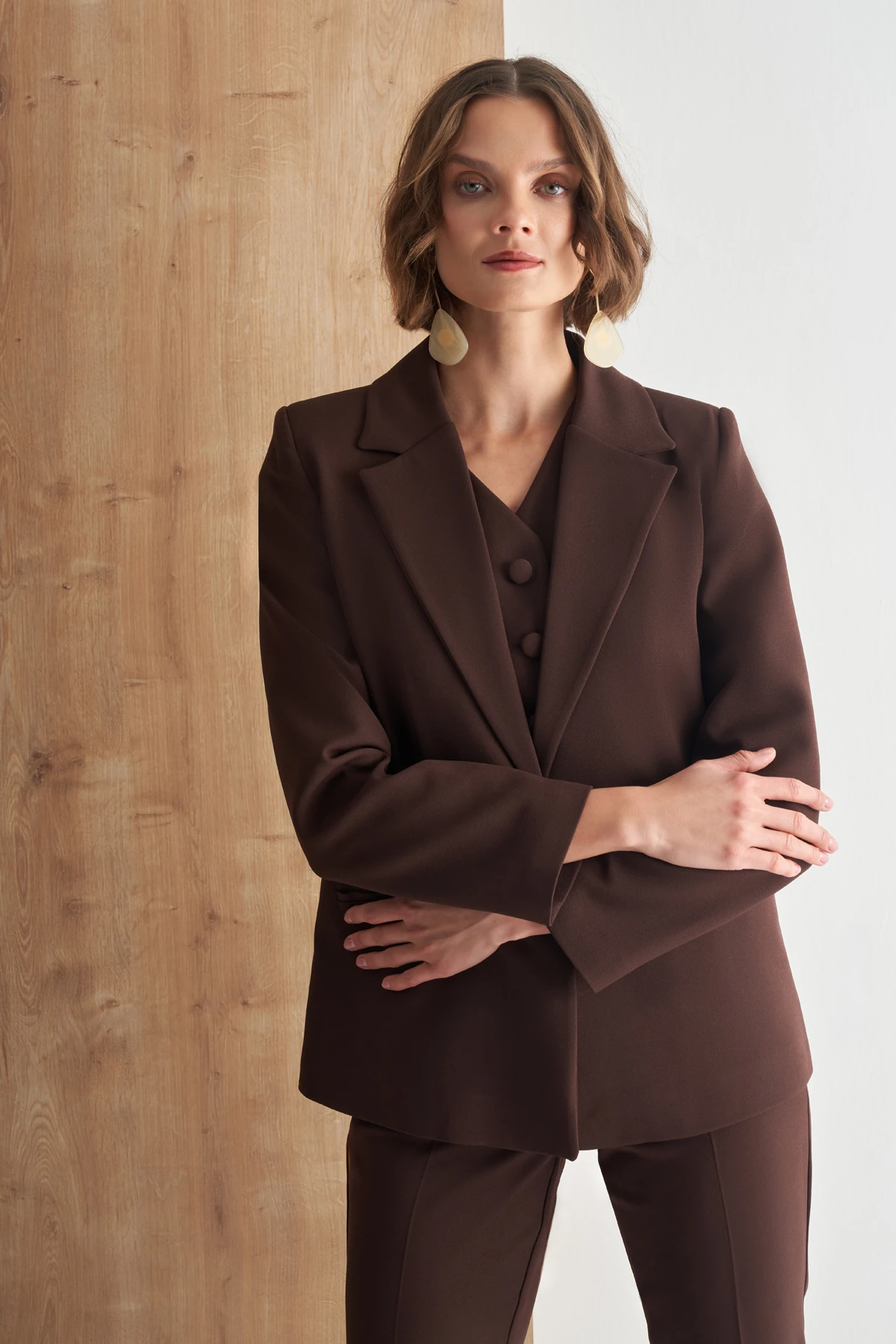 Oversize Blazer Ceket - kahve