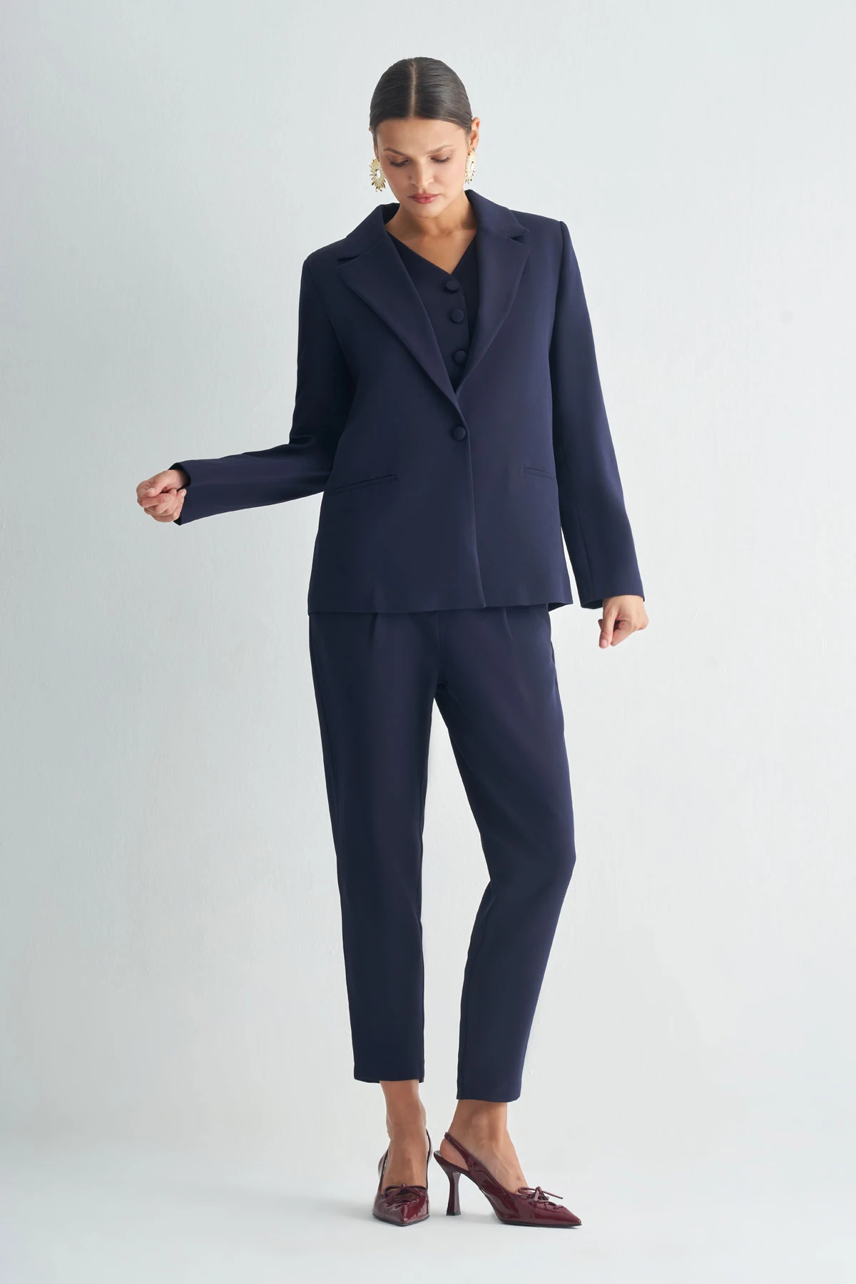 Oversize Blazer Ceket - Lacivert