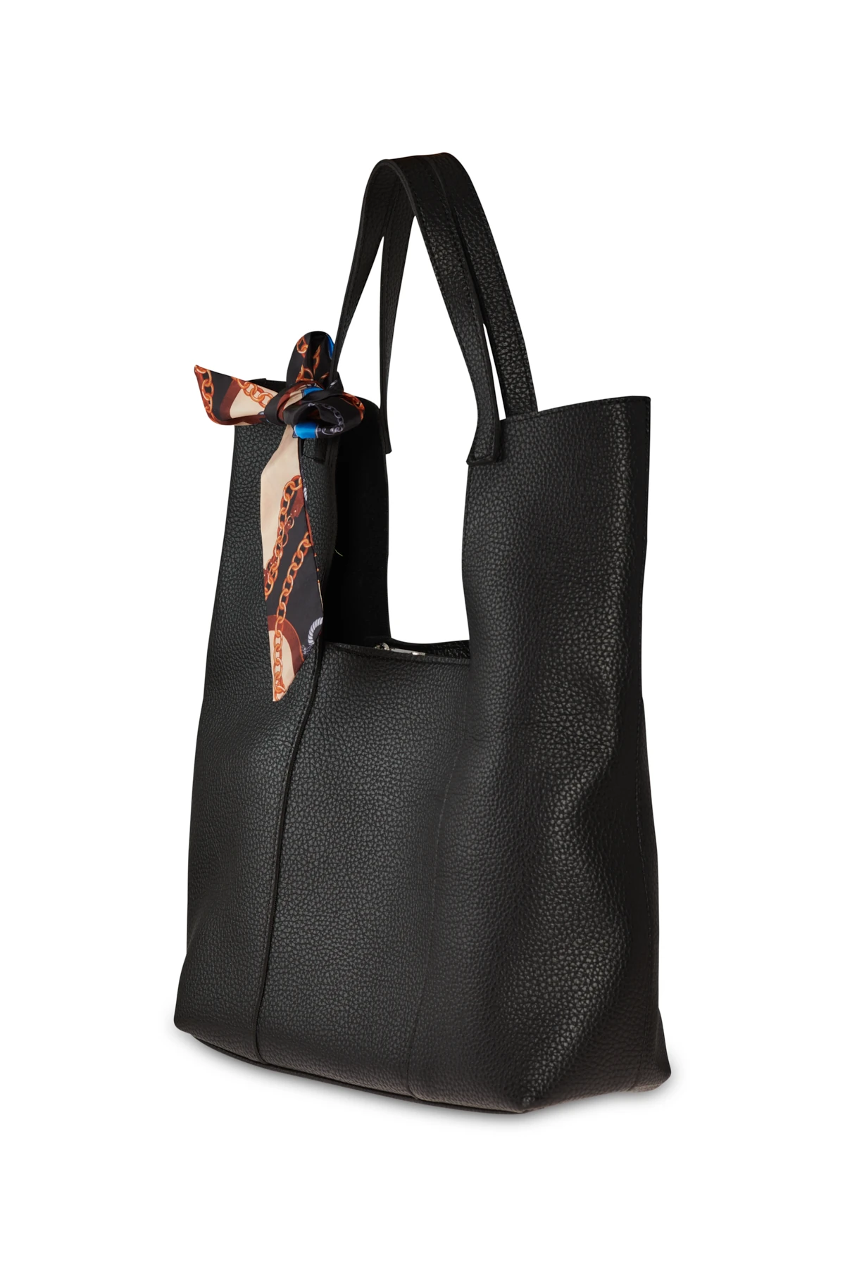 Deri Görünümlü Geniş Form Çanta - Siyah