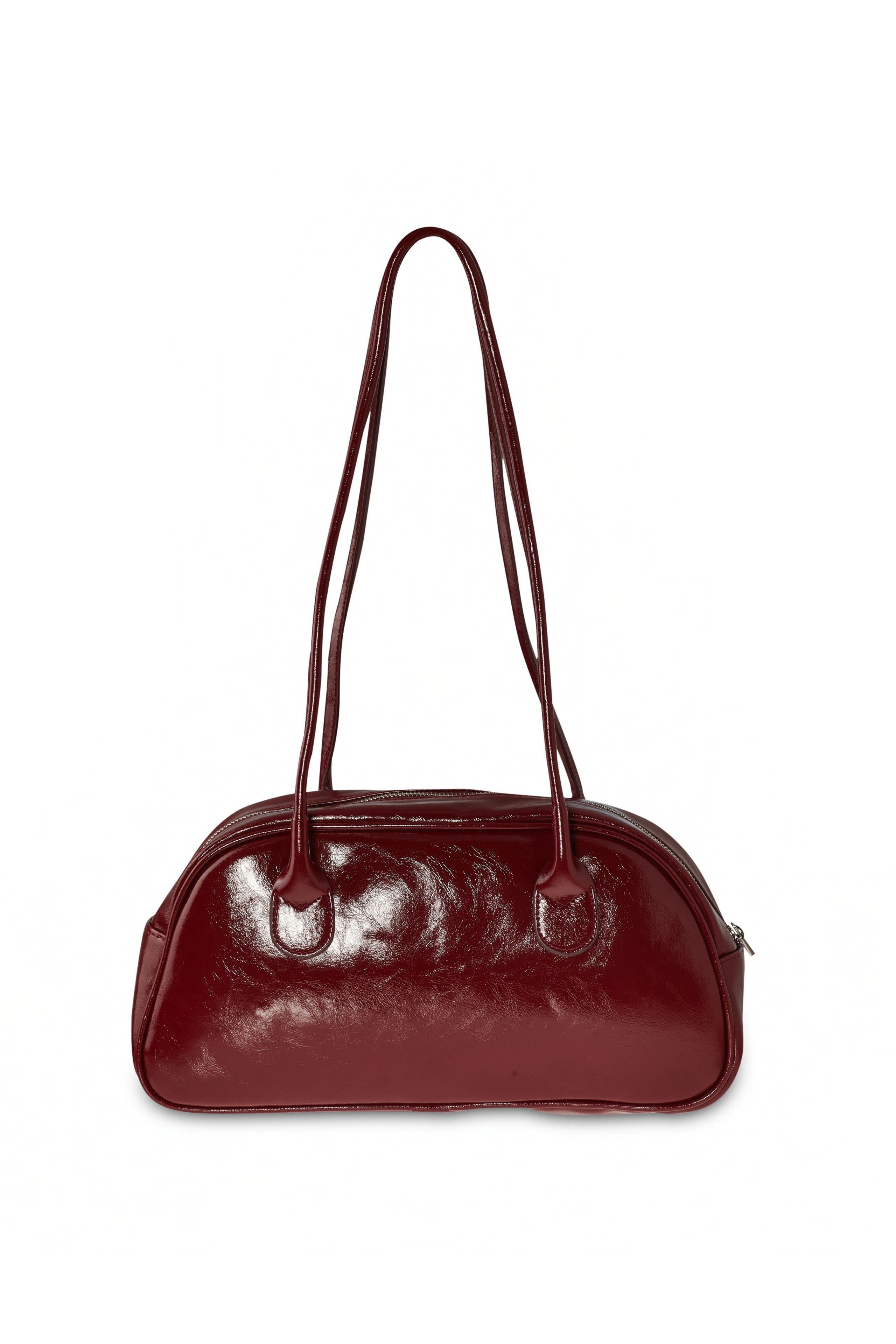 Parlak Deri Görünümlü Çanta - bordo