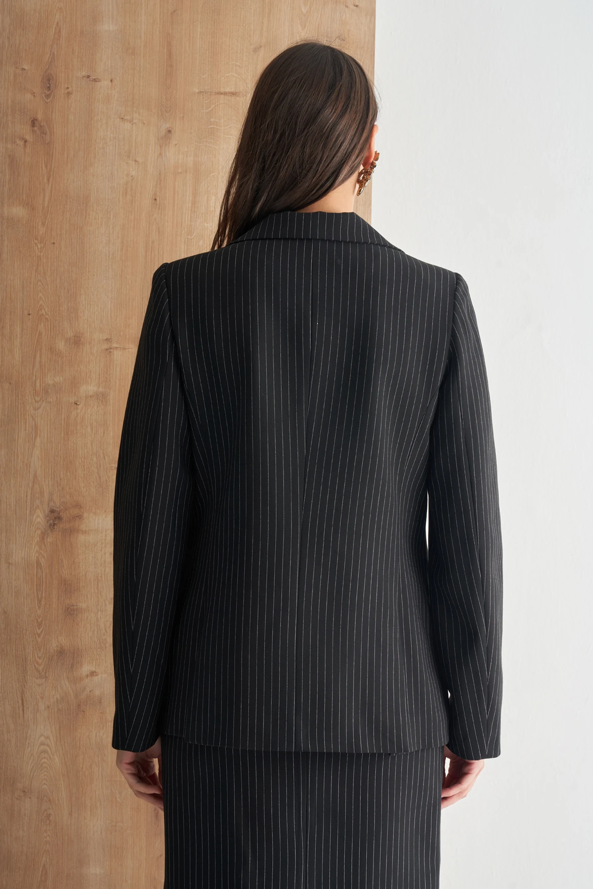 Kadın Şık Çizgili Blazer Ceket