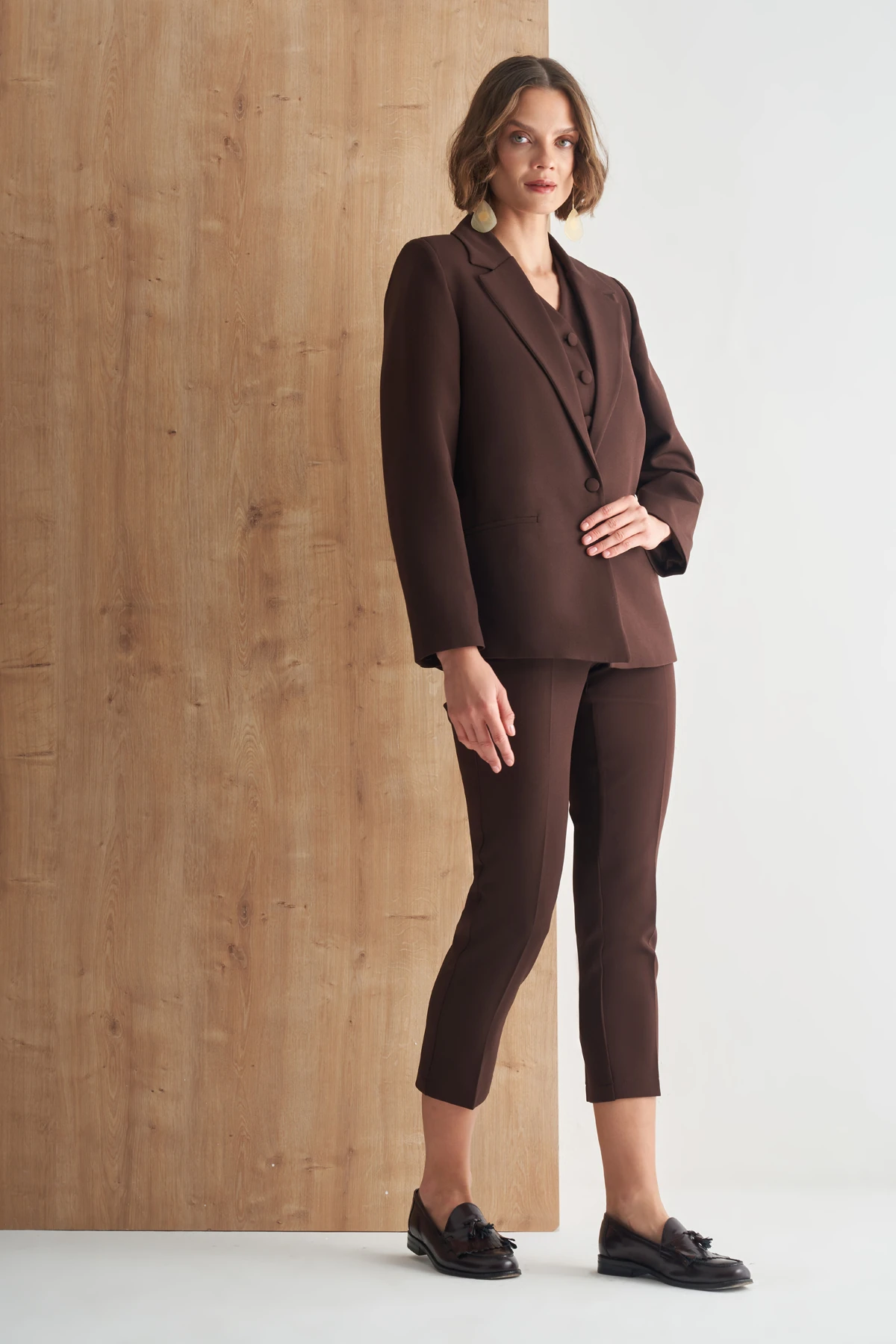 Oversize Blazer Ceket - kahve