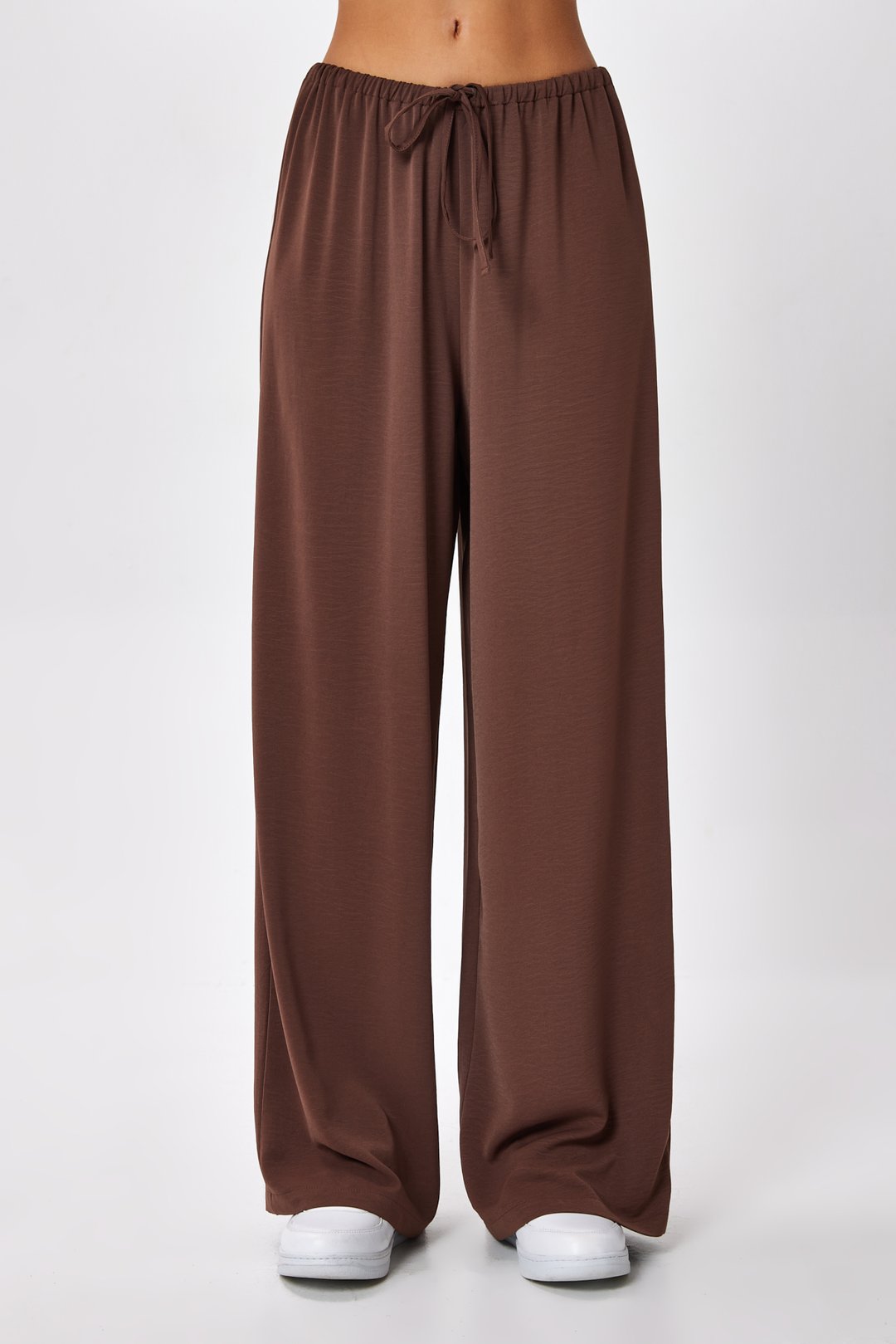 BTK10061 Beli Lastikli Bol Paça Pantolon - kahve