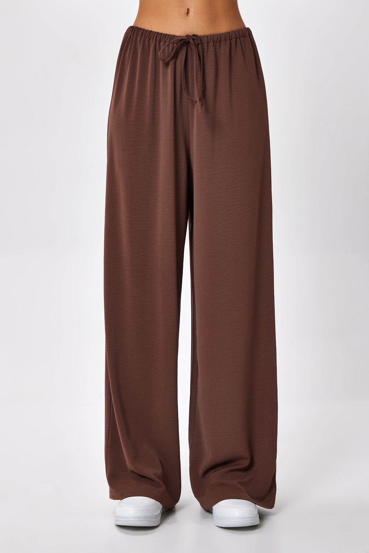 BTK10061 Beli Lastikli Bol Paça Pantolon - kahve