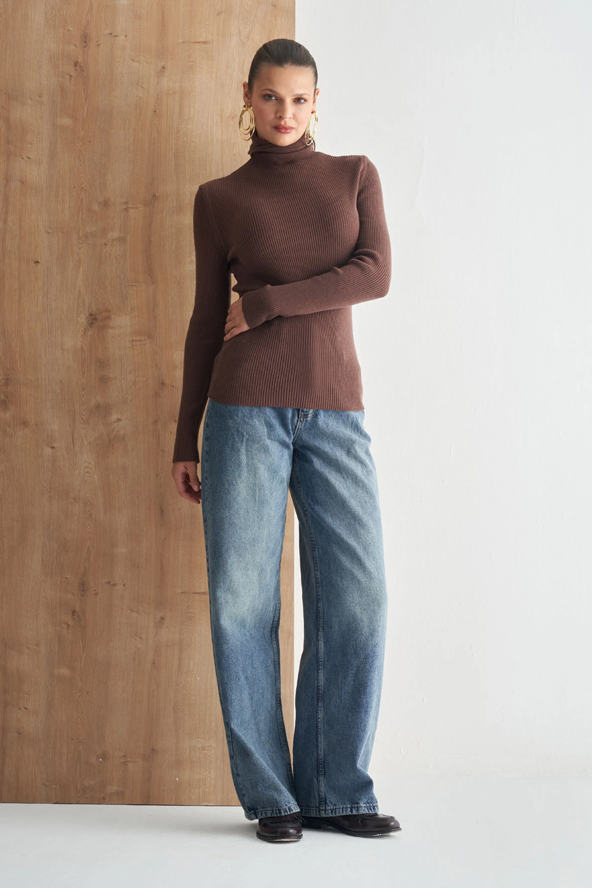 Ribana Yüksek Yaka Uzun Kollu Kazak