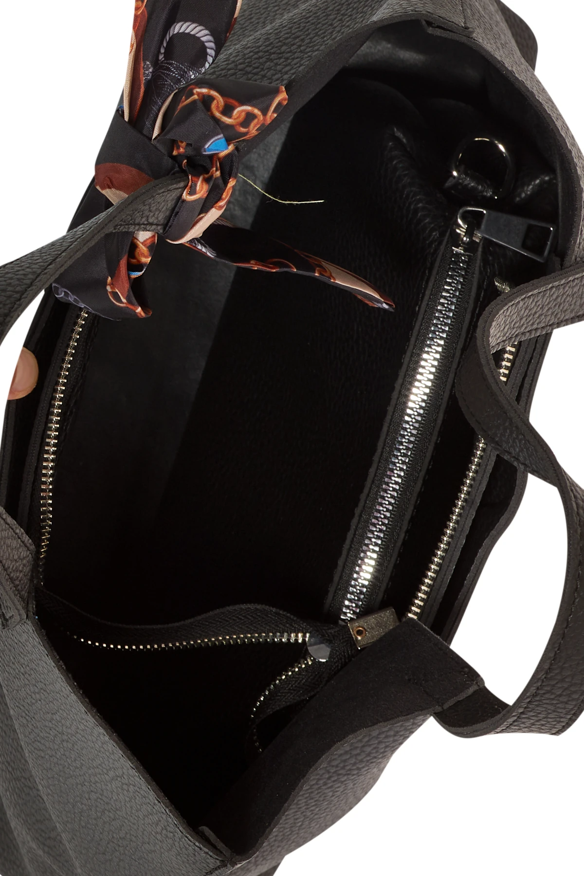 Deri Görünümlü Geniş Form Çanta - Siyah