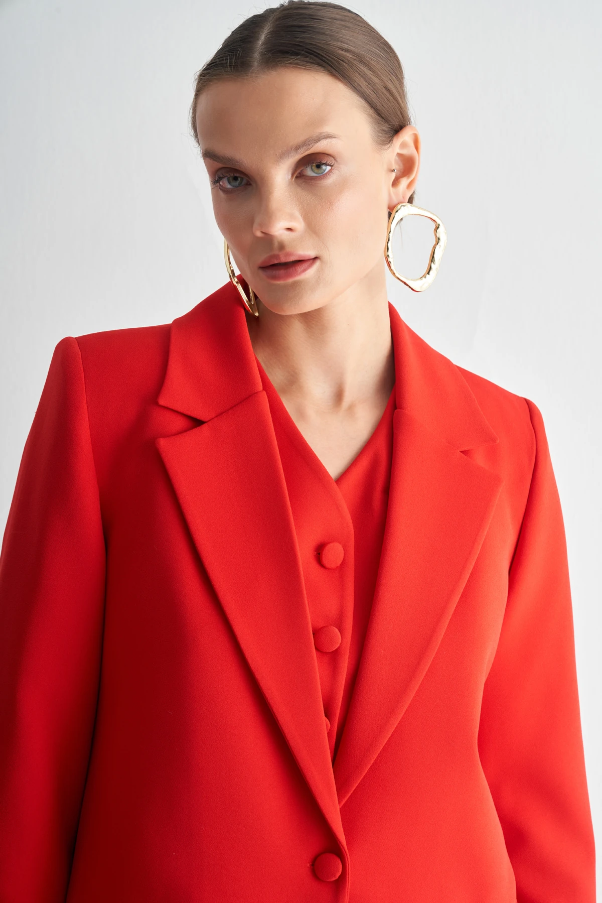 Oversize Blazer Ceket - Kırmızı